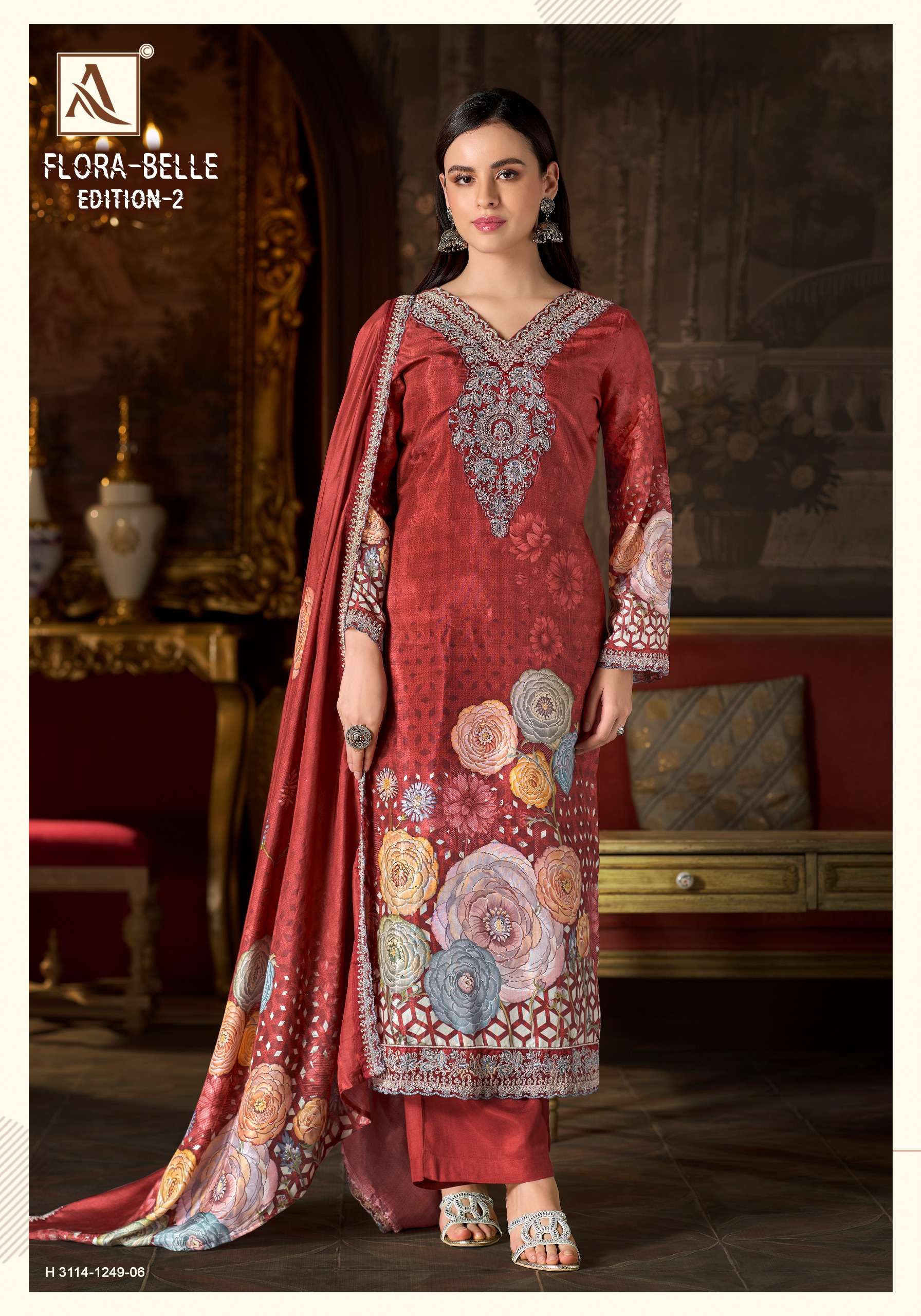 ALOK SUITS FLORA BELLE EDITION 2 MUSLIN DIGITAL PRINT WITH EMBROIDERY WORK SUIT