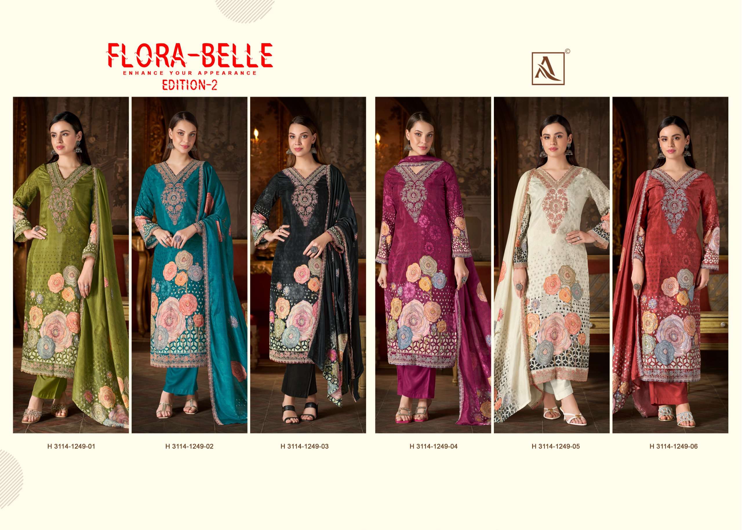 ALOK SUITS FLORA BELLE EDITION 2 MUSLIN DIGITAL PRINT WITH EMBROIDERY WORK SUIT