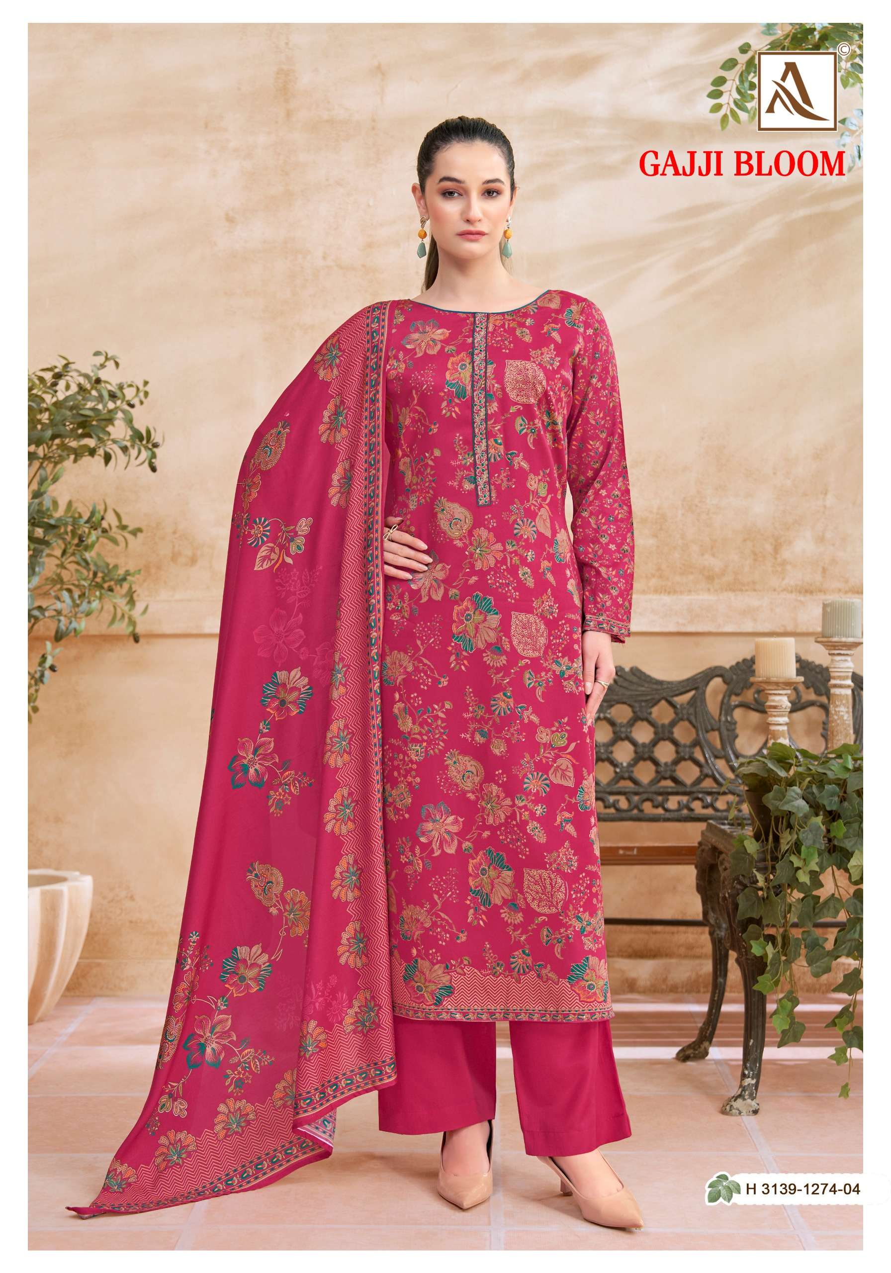 ALOK SUITS GAJJI BLOOM GAJJI PRINT FABRICS WITH FANCY WORK SUIT 
