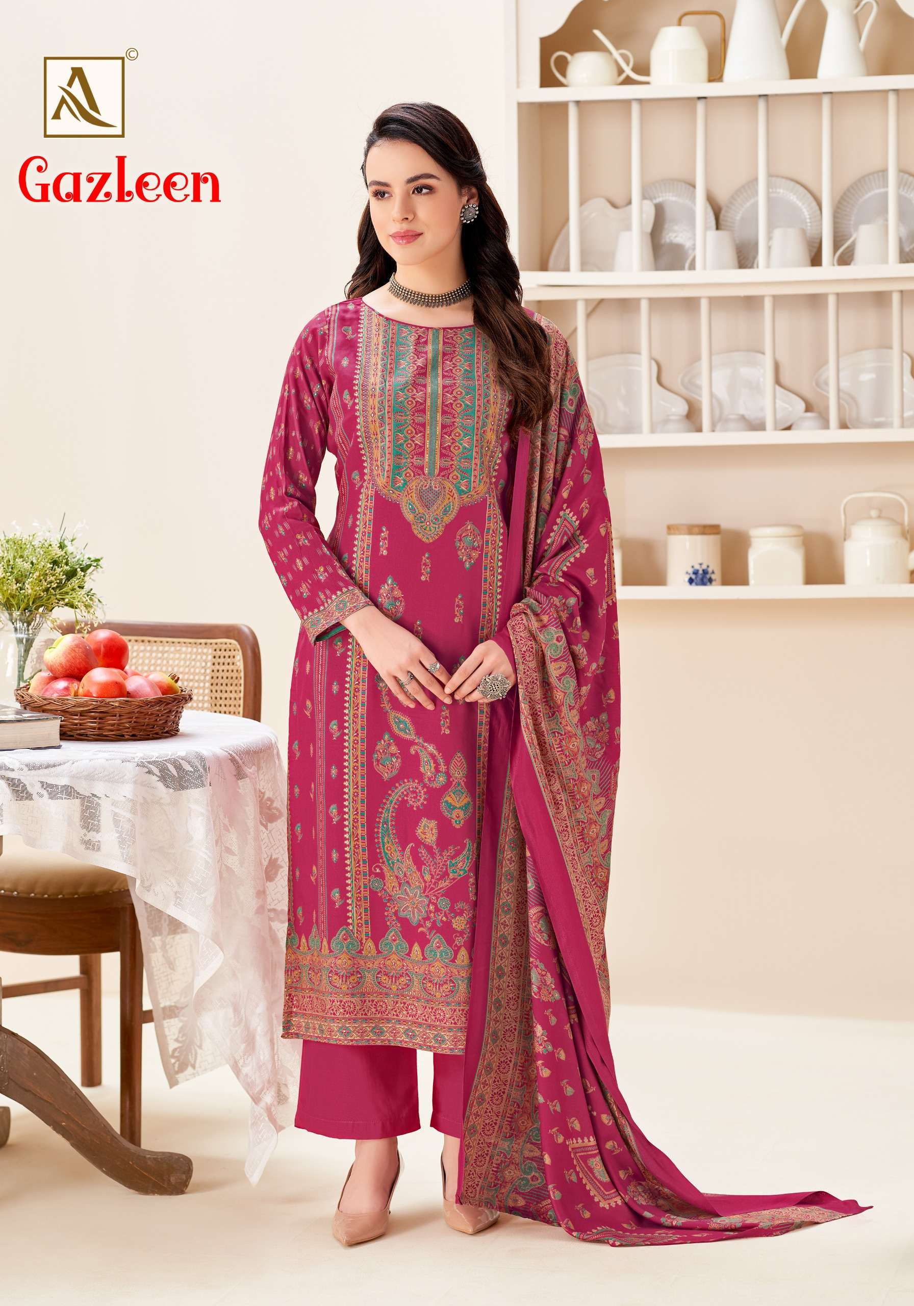 ALOK SUITS GAZLEEN PASHMINA DIGITAL PRINT WITH FANCY HAND WORK SUIT 