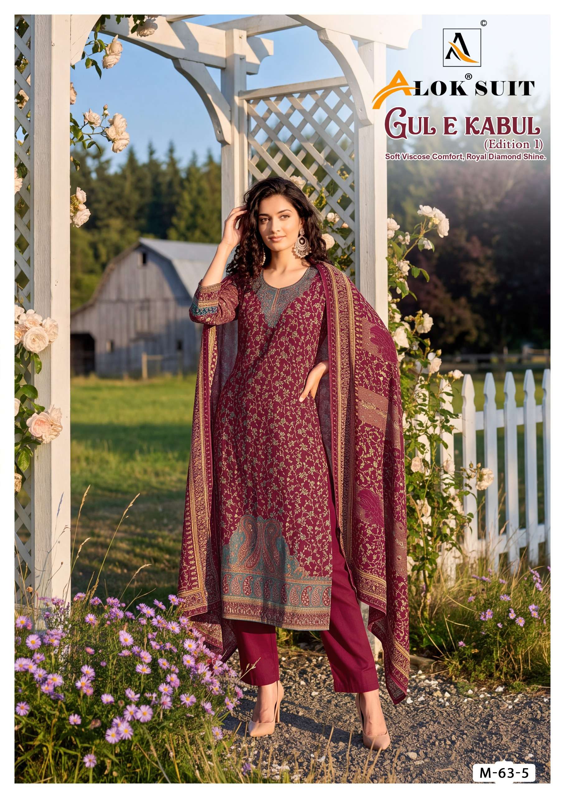 ALOK SUITS GUL E KABUL VOL 1 VISCOSE DESIGNER PRINT WITH WORKS SUIT