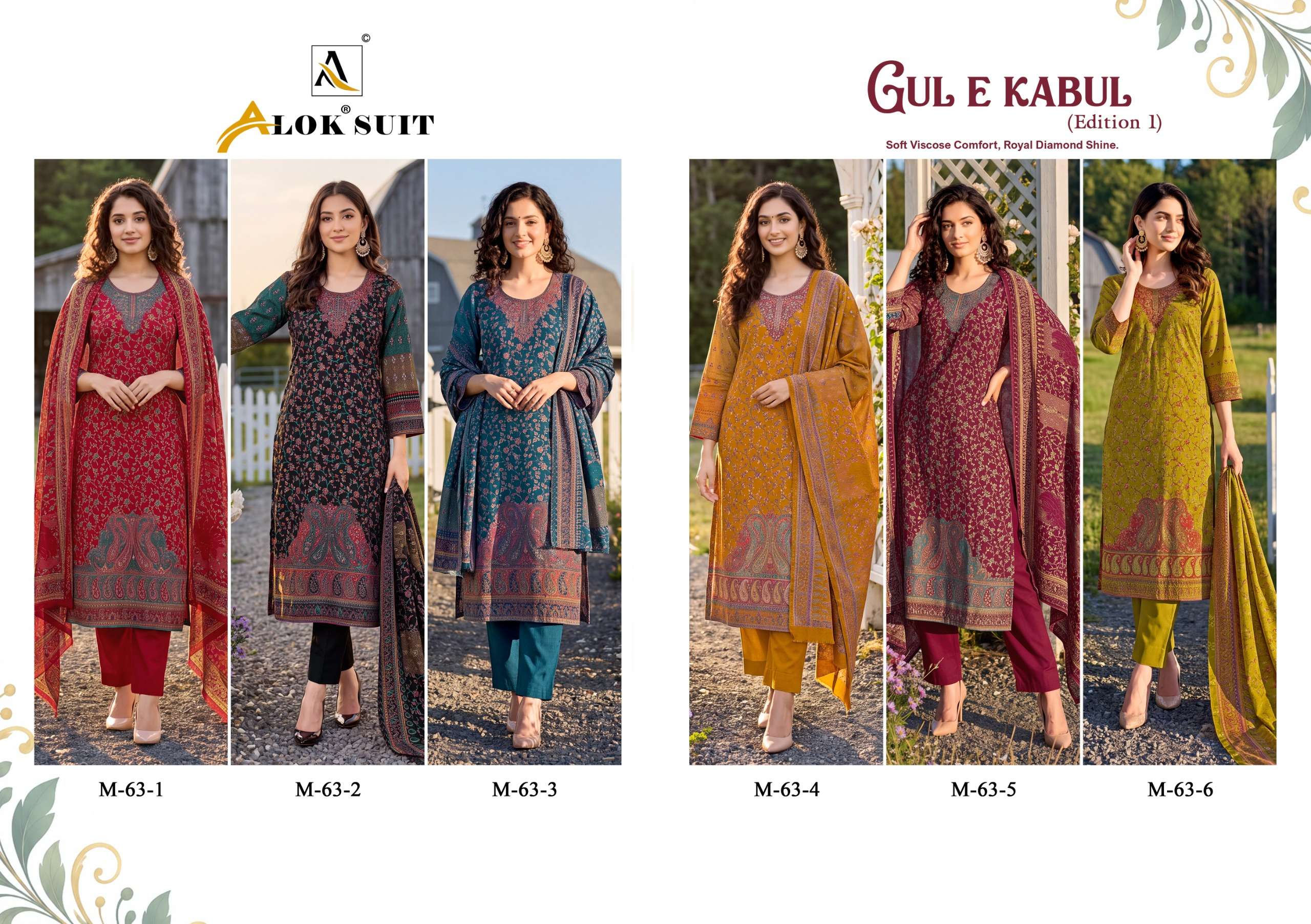 ALOK SUITS GUL E KABUL VOL 1 VISCOSE DESIGNER PRINT WITH WORKS SUIT