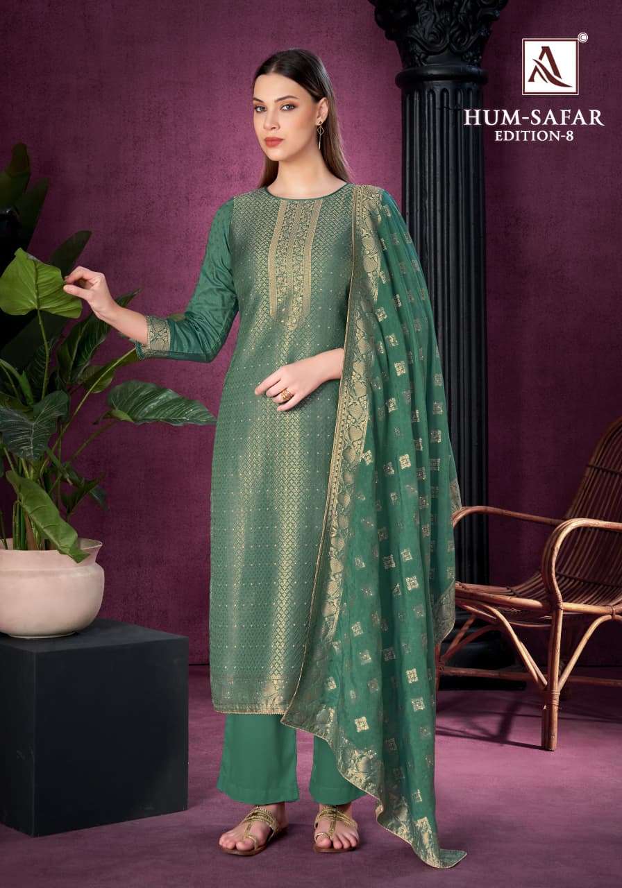 ALOK SUITS HUM SAFAR EDITION 8 VISCOSE MUSLIN JACQUARD DESIGNER WORK SUIT