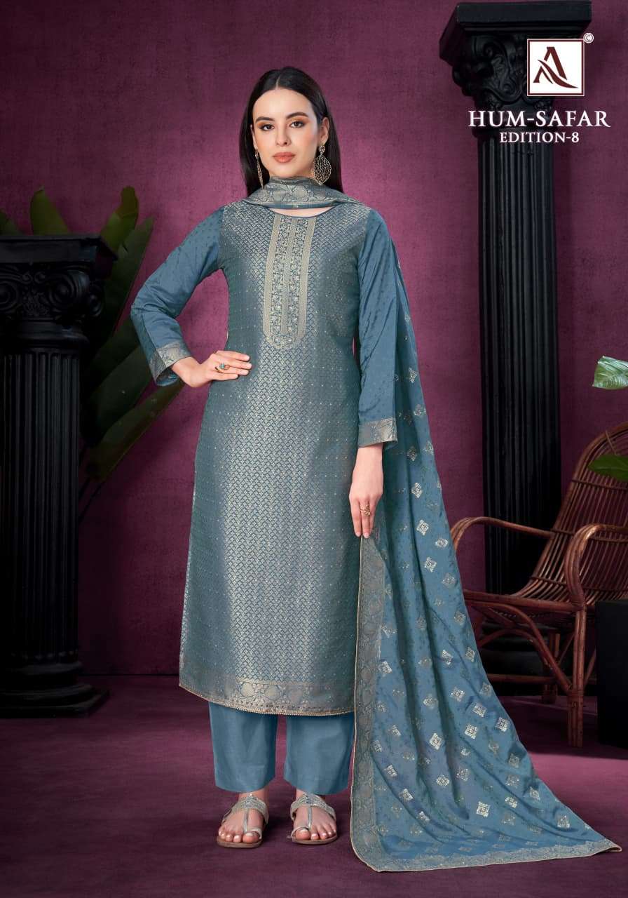 ALOK SUITS HUM SAFAR EDITION 8 VISCOSE MUSLIN JACQUARD DESIGNER WORK SUIT