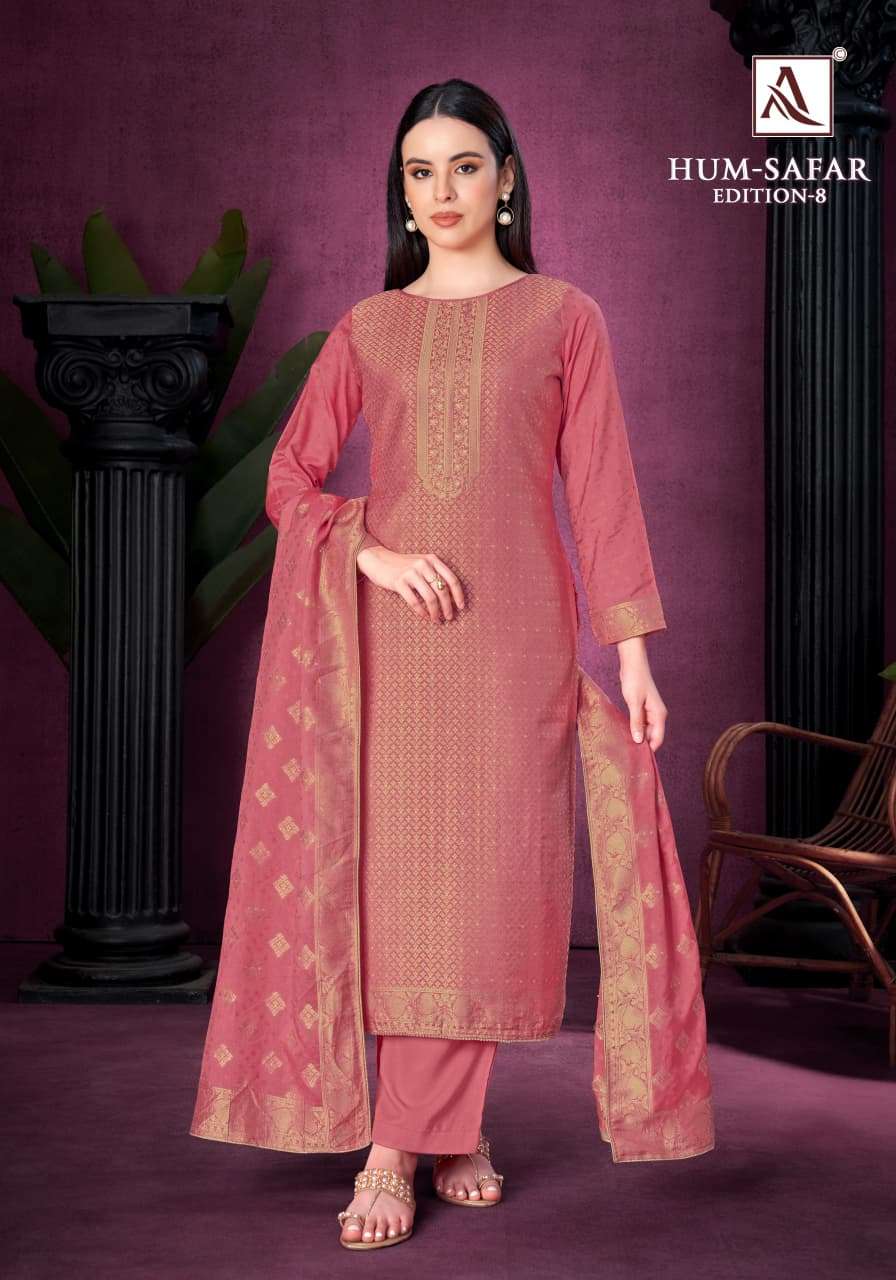 ALOK SUITS HUM SAFAR EDITION 8 VISCOSE MUSLIN JACQUARD DESIGNER WORK SUIT