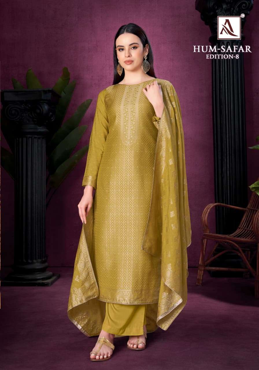 ALOK SUITS HUM SAFAR EDITION 8 VISCOSE MUSLIN JACQUARD DESIGNER WORK SUIT