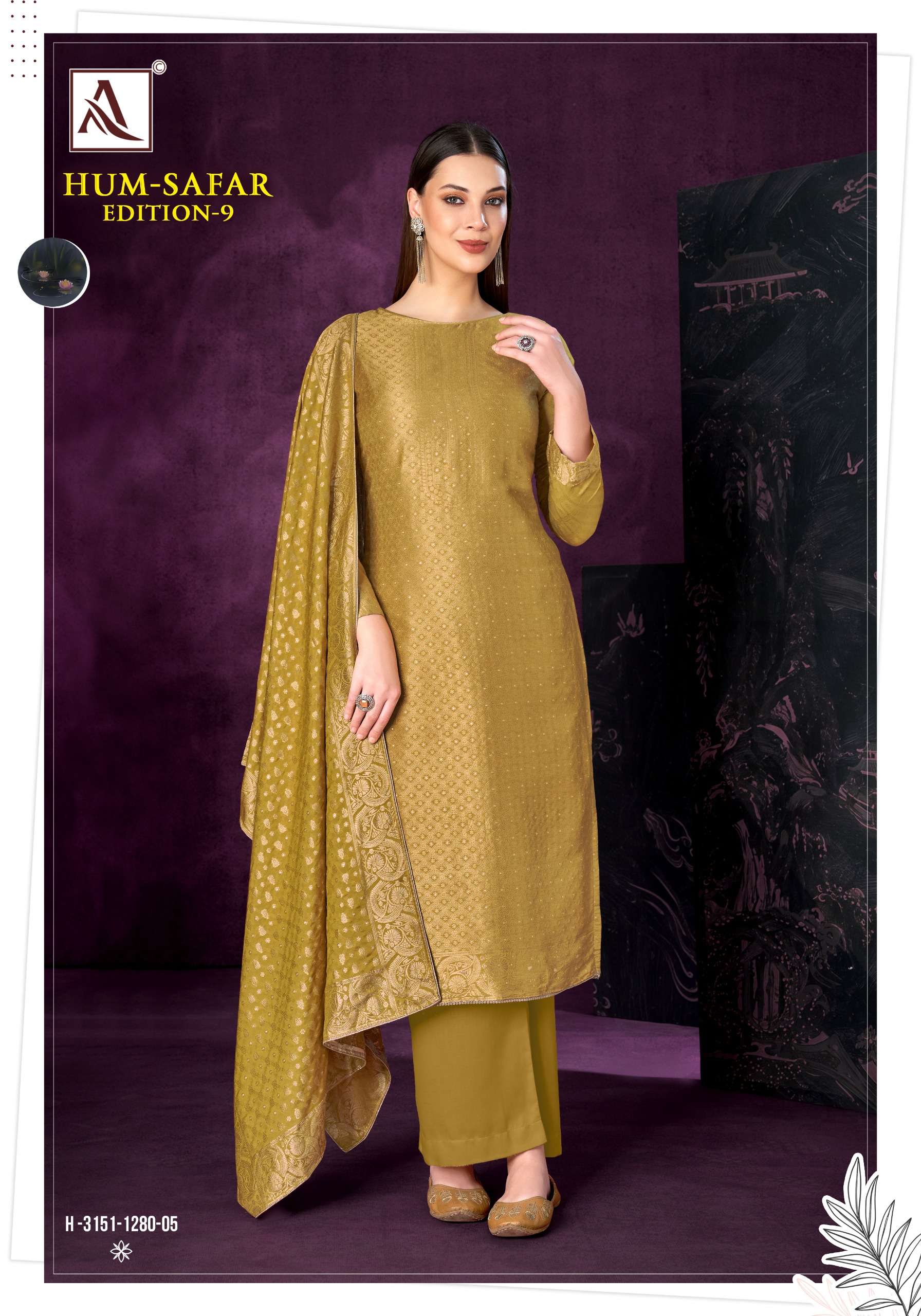 ALOK SUITS HUM SAFAR EDITION 9 VISCOSE MUSLIN JACQUARD DESIGNER WORK SUIT