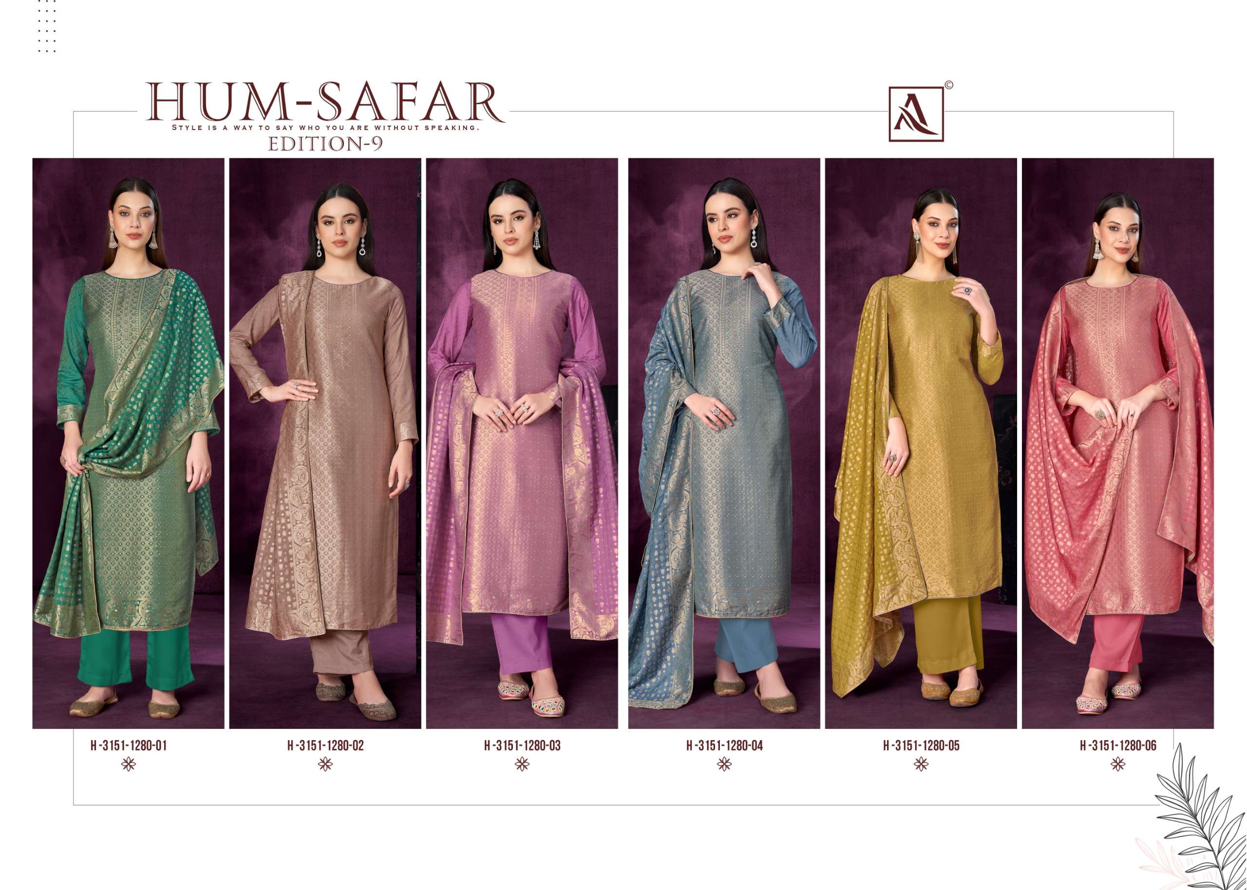 ALOK SUITS HUM SAFAR EDITION 9 VISCOSE MUSLIN JACQUARD DESIGNER WORK SUIT