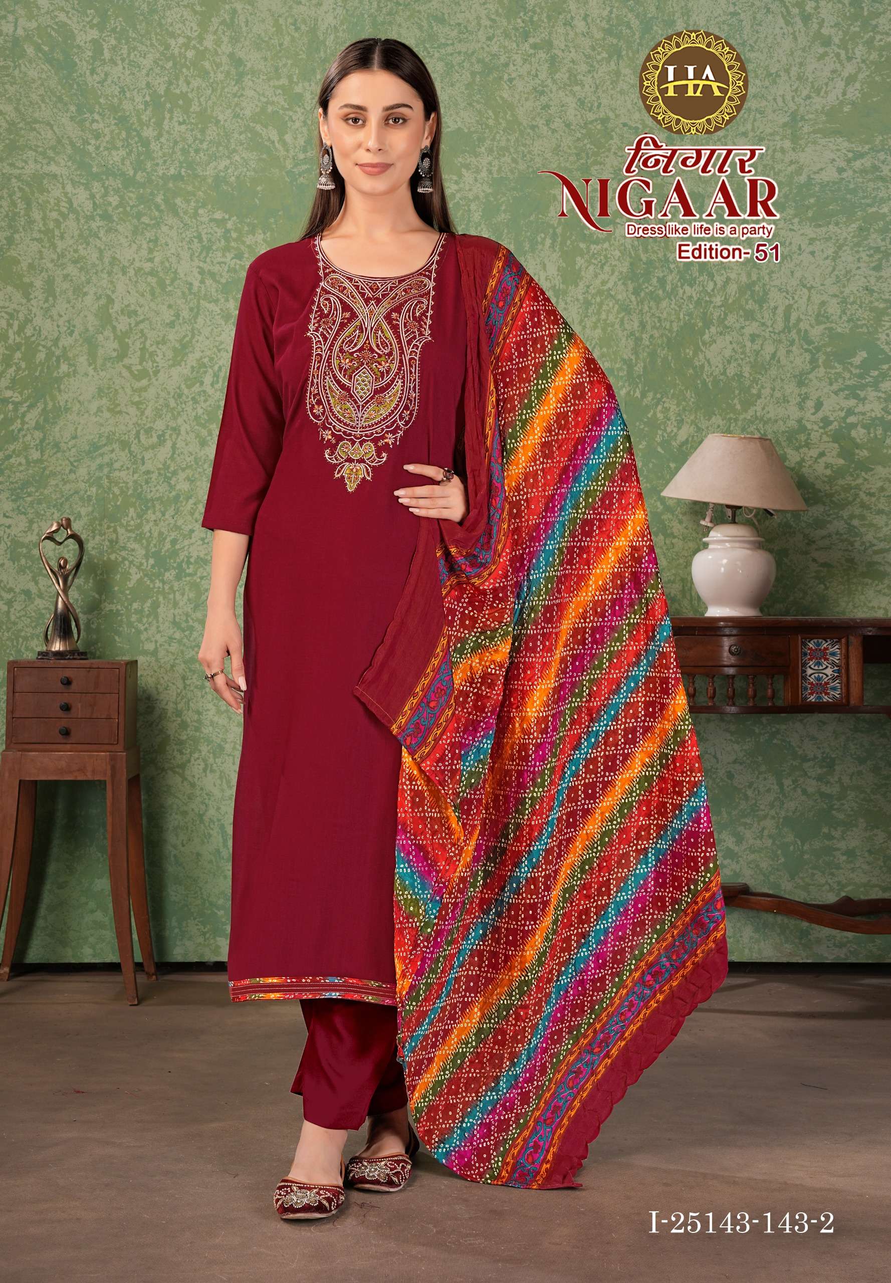 ALOK SUITS JAIMALA NIGAAR VOL 51 RAYON EMBROIDERIES WORK SALWAR SUIT