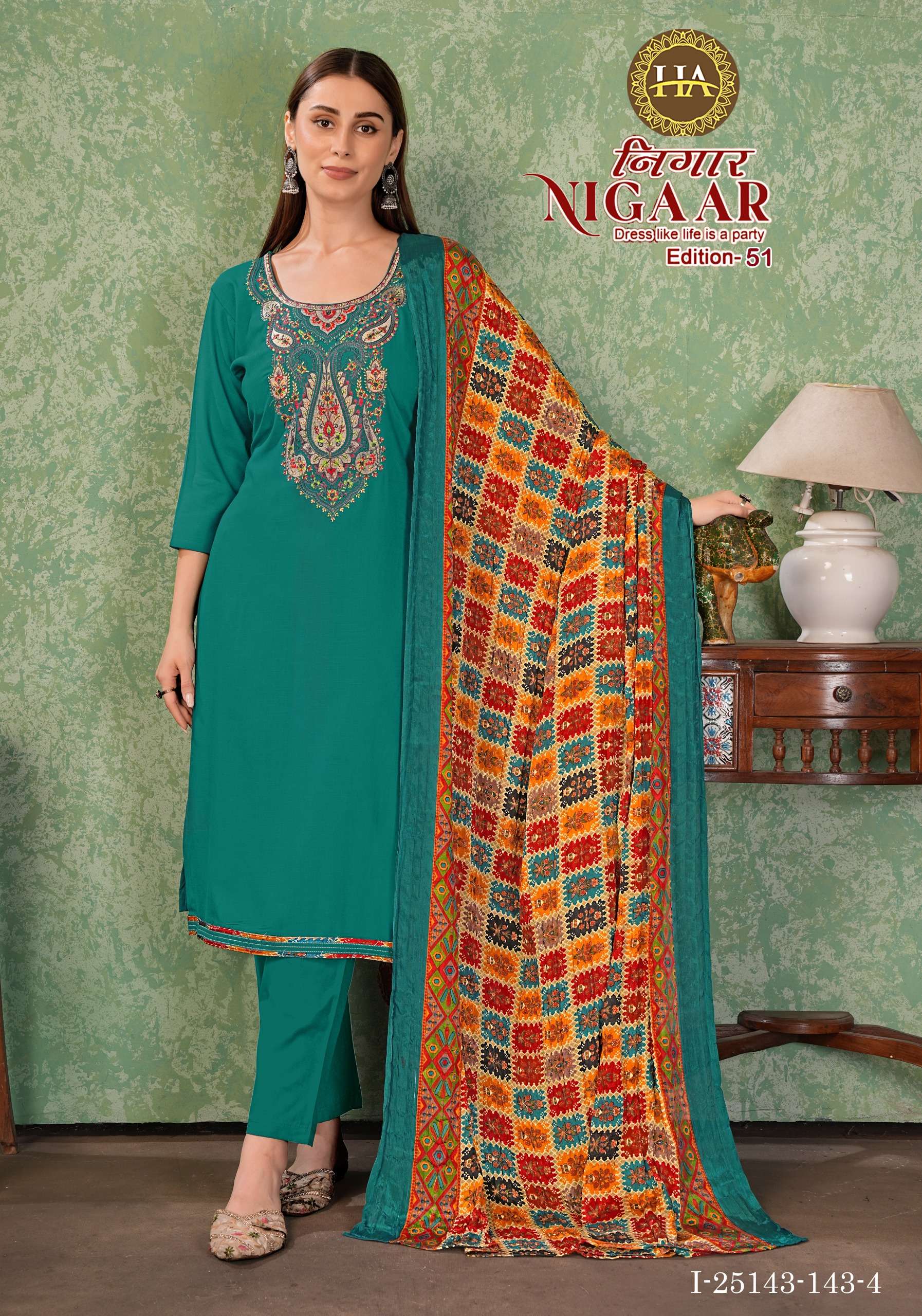 ALOK SUITS JAIMALA NIGAAR VOL 51 RAYON EMBROIDERIES WORK SALWAR SUIT