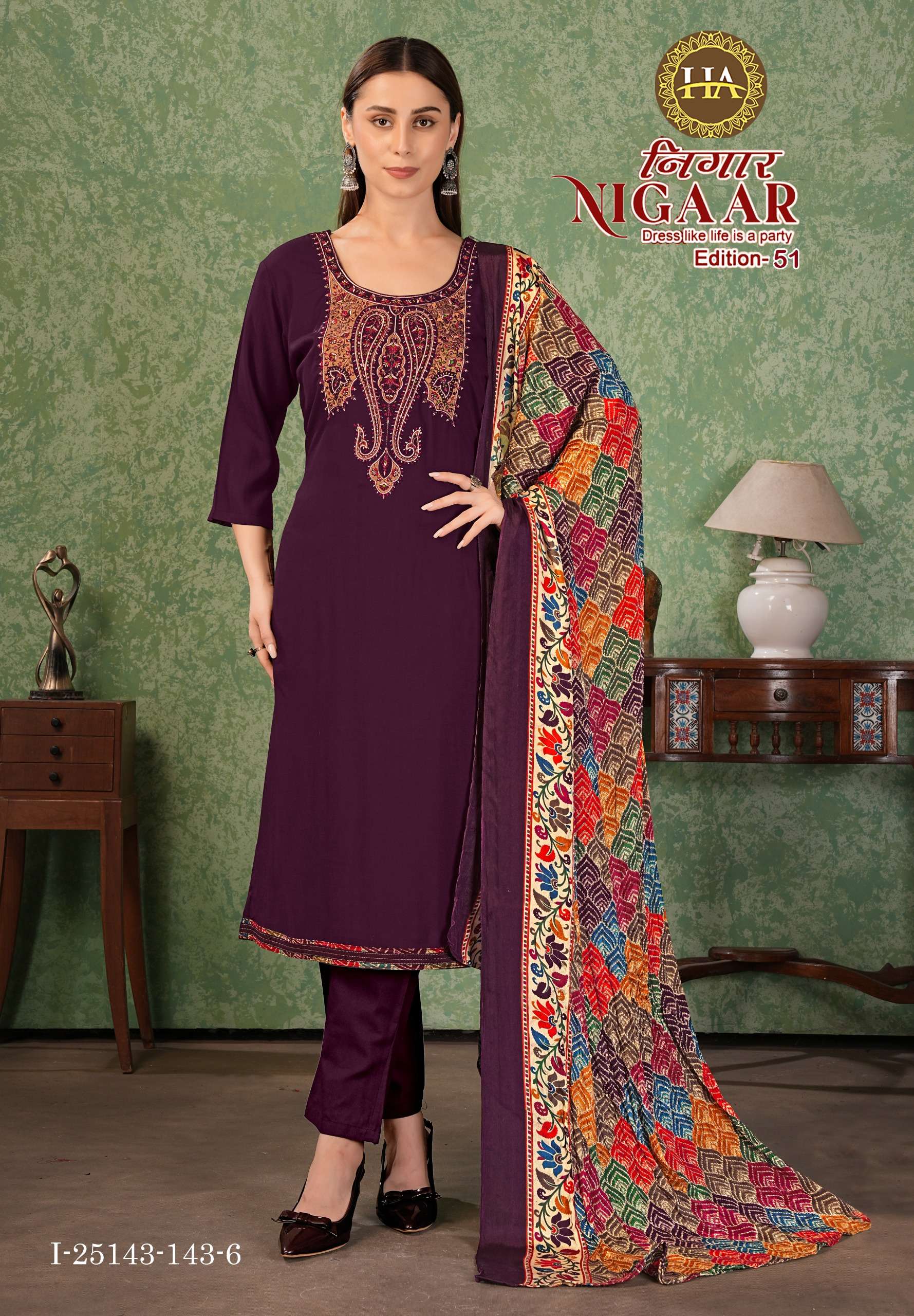ALOK SUITS JAIMALA NIGAAR VOL 51 RAYON EMBROIDERIES WORK SALWAR SUIT