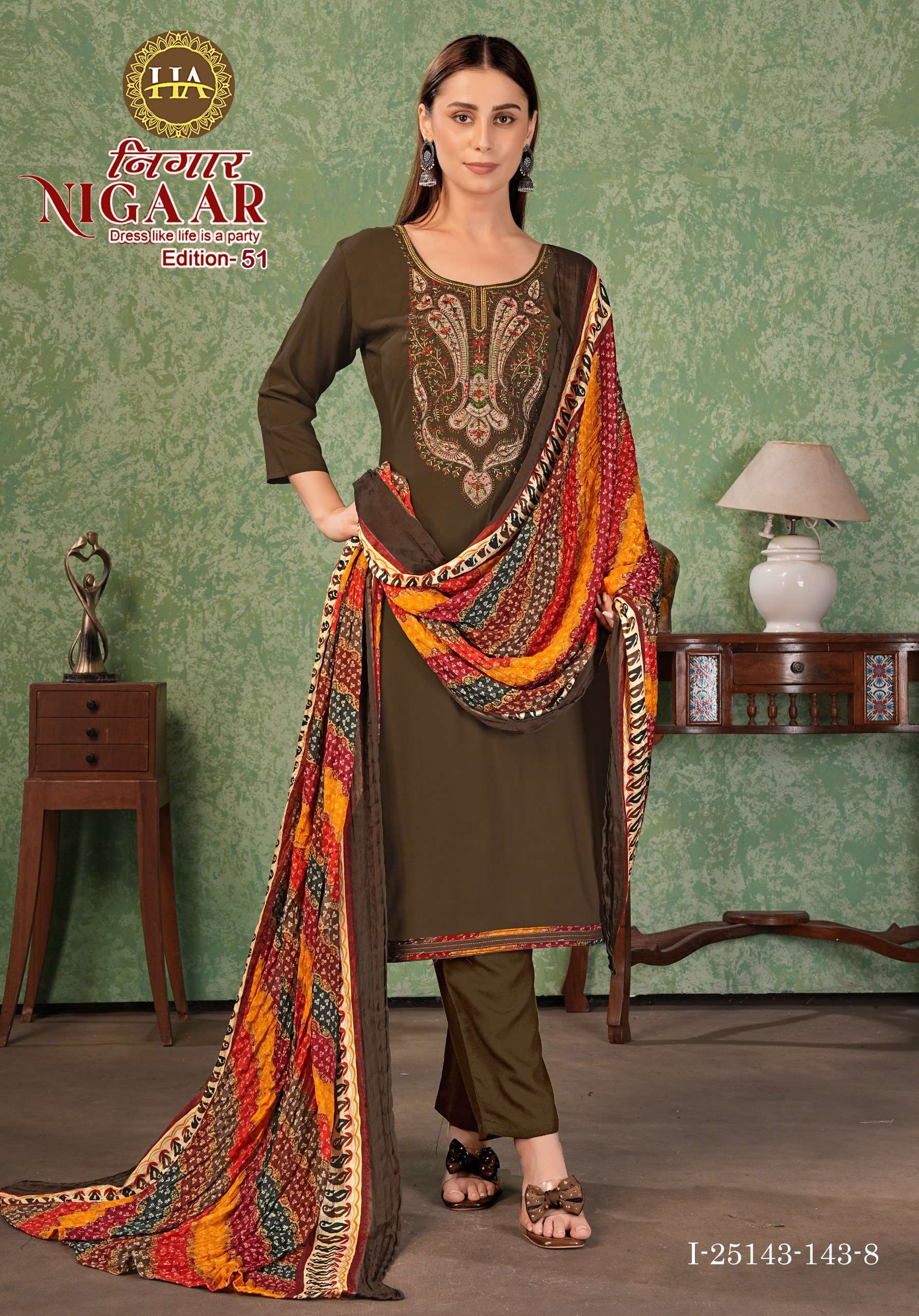 ALOK SUITS JAIMALA NIGAAR VOL 51 RAYON EMBROIDERIES WORK SALWAR SUIT