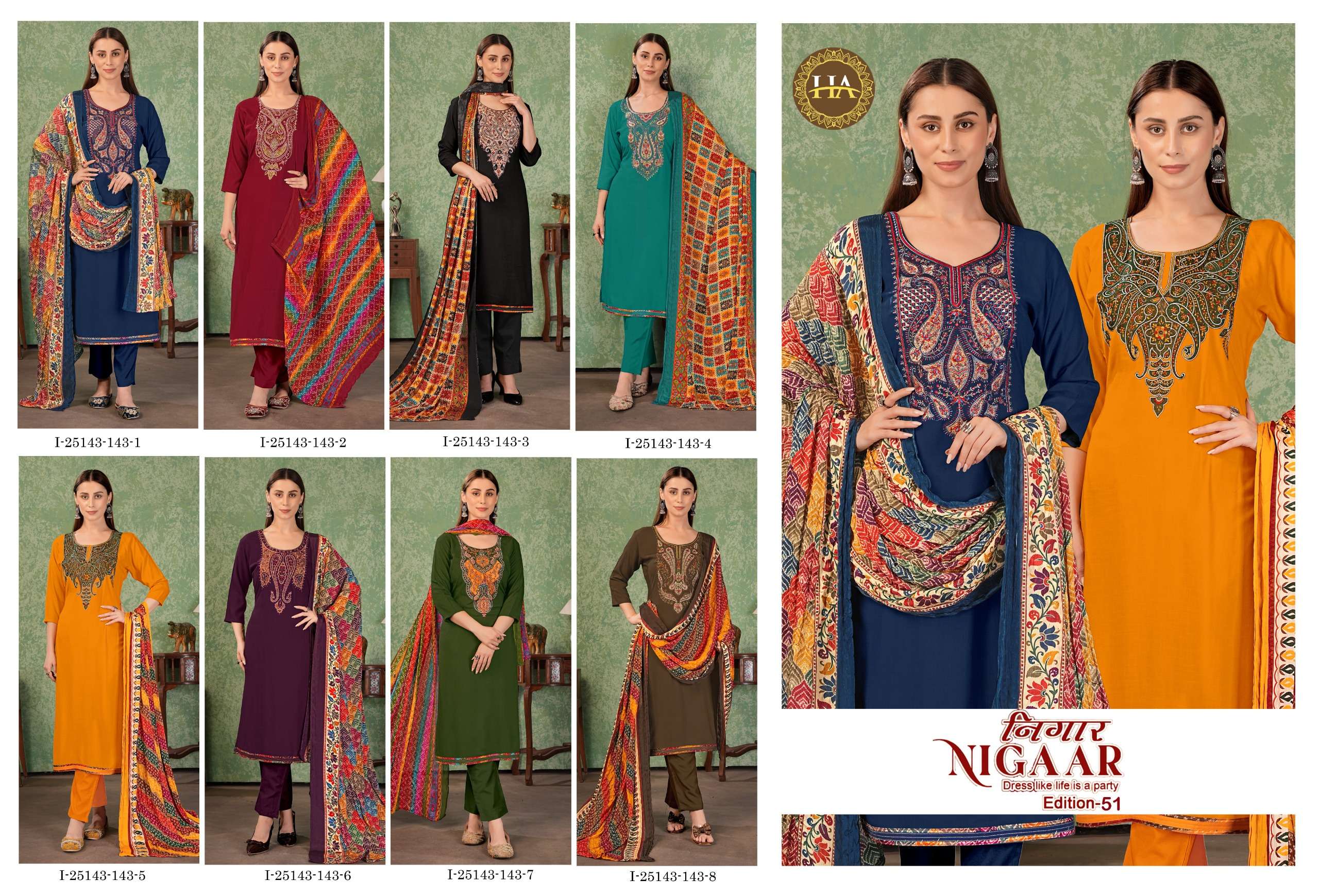 ALOK SUITS JAIMALA NIGAAR VOL 51 RAYON EMBROIDERIES WORK SALWAR SUIT