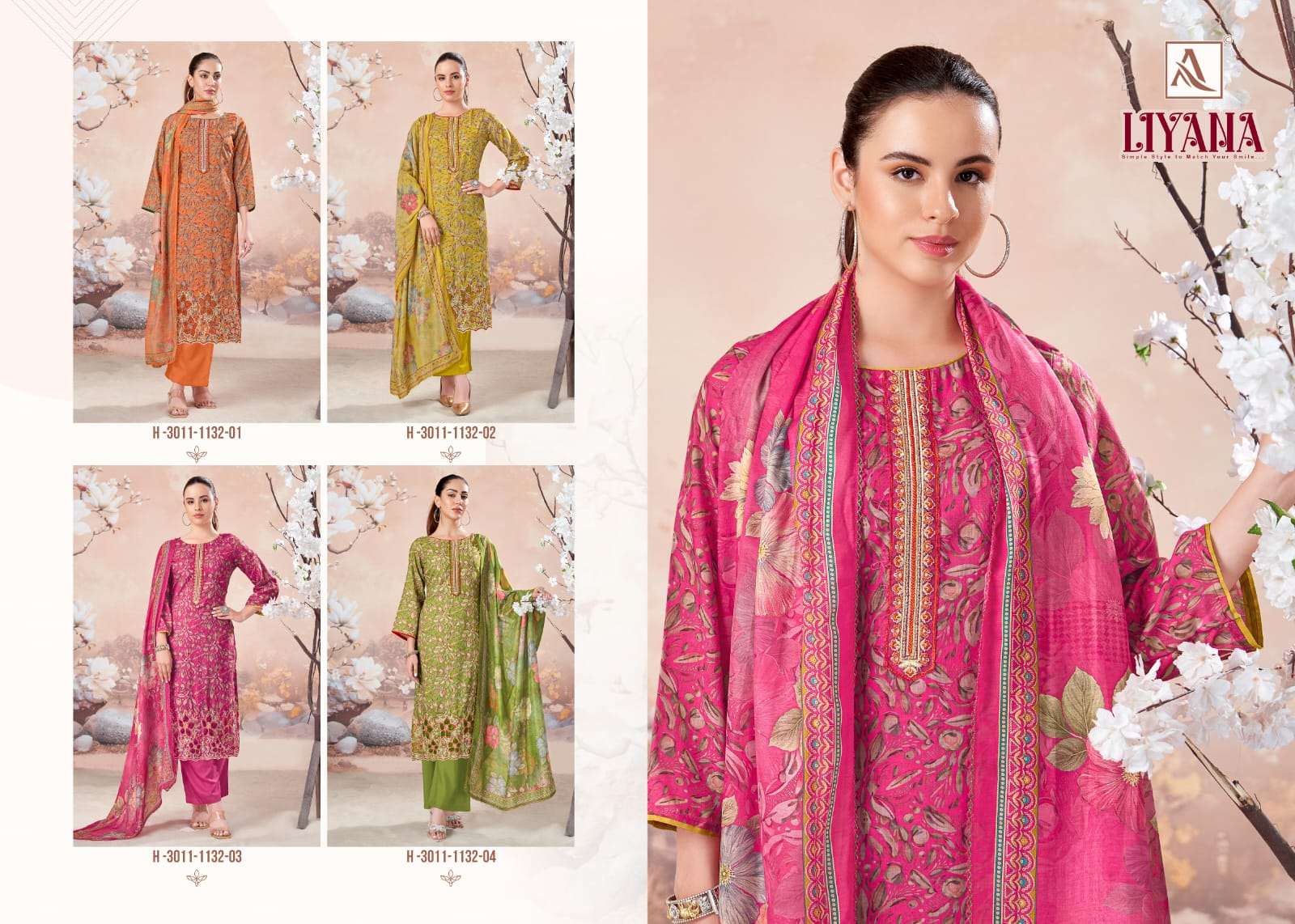 ALOK SUITS LIYANA CAMBRIC COTTON PRINT WITH FANCY WORK SUIT 