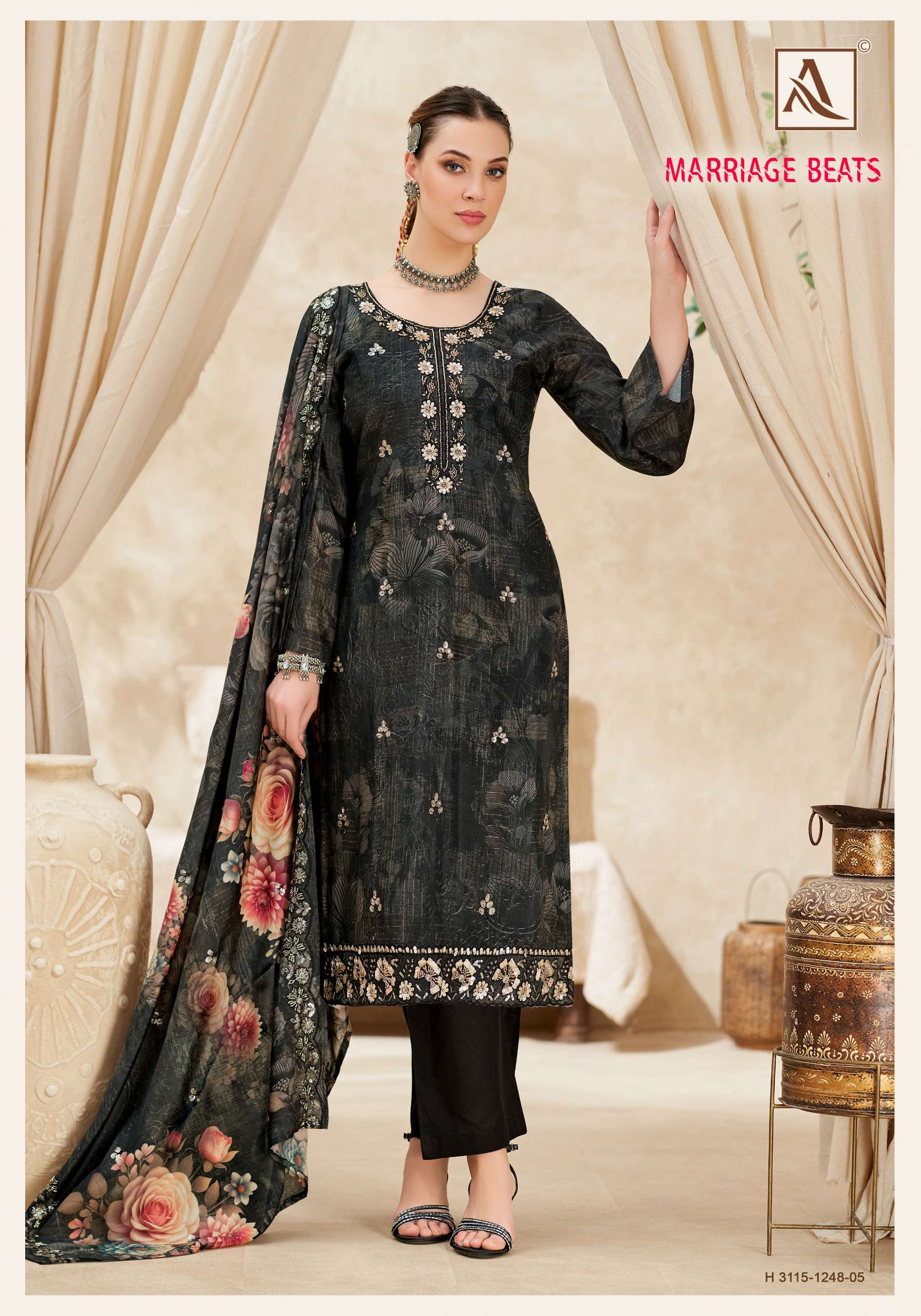 ALOK SUITS MARRIAGE BEATS VISCOSE DIGITAL PRINT WITH FANCY WORKS SUIT