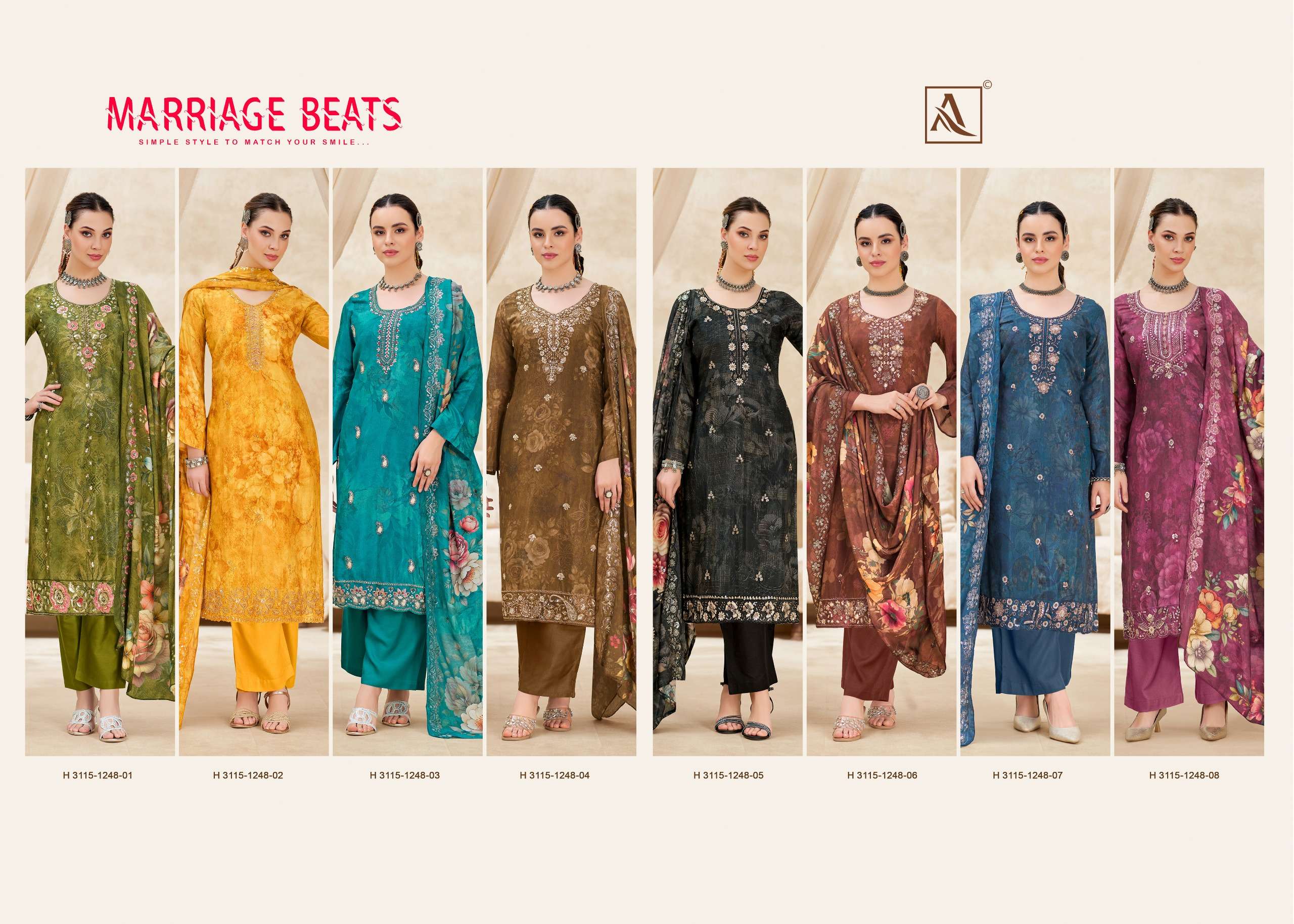ALOK SUITS MARRIAGE BEATS VISCOSE DIGITAL PRINT WITH FANCY WORKS SUIT
