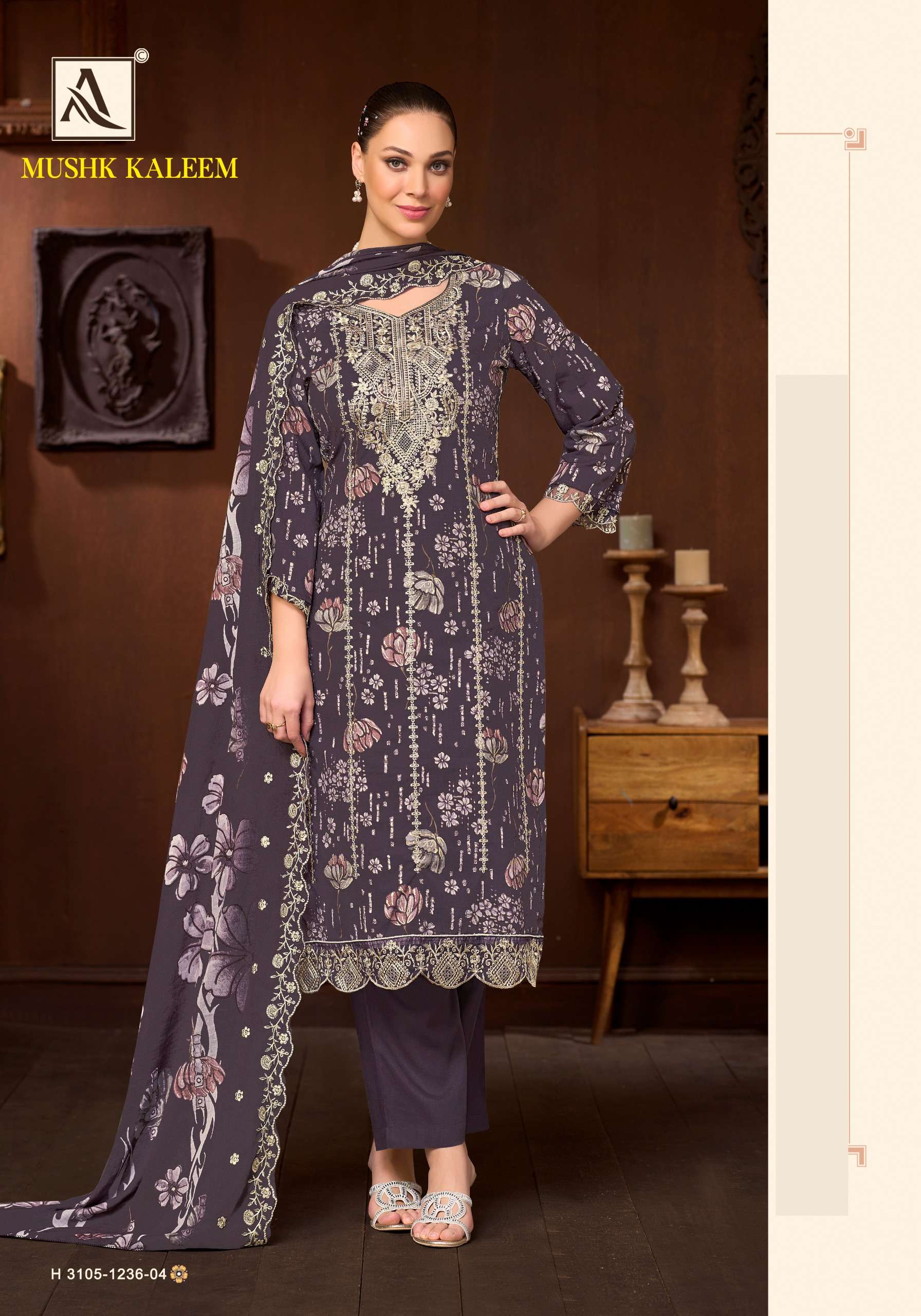 ALOK SUITS MUSHK KALEEM COTTON PRINT WITH FANCY EMBROIDERY WORKS SUIT