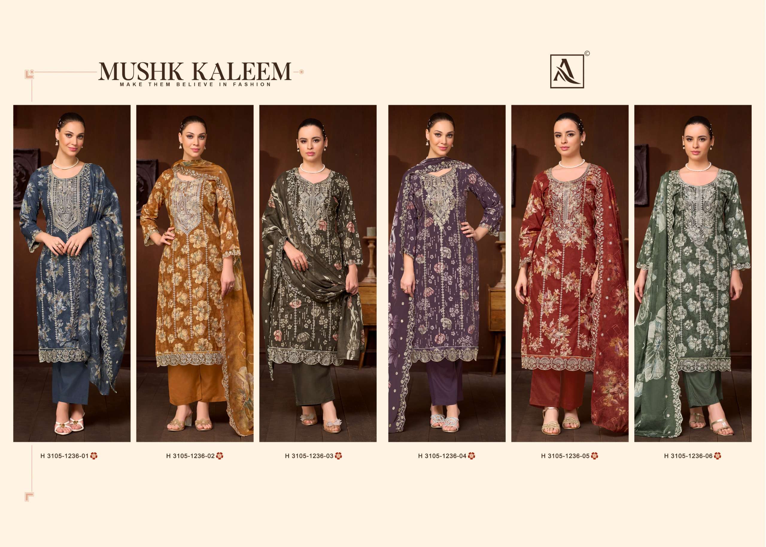 ALOK SUITS MUSHK KALEEM COTTON PRINT WITH FANCY EMBROIDERY WORKS SUIT