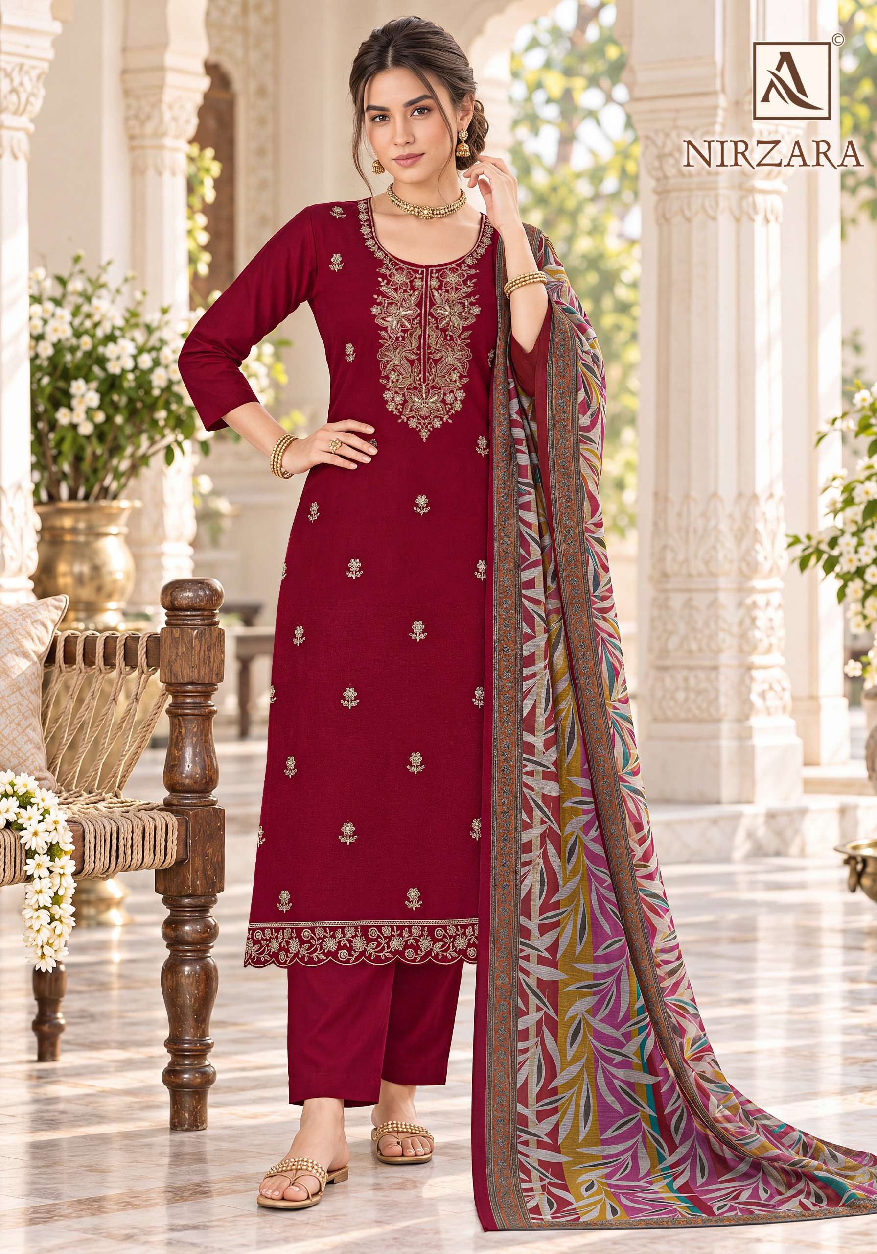 ALOK SUITS NIRZARA JAM COTTON EMBROIDERY DESIGNER WORK SUIT
