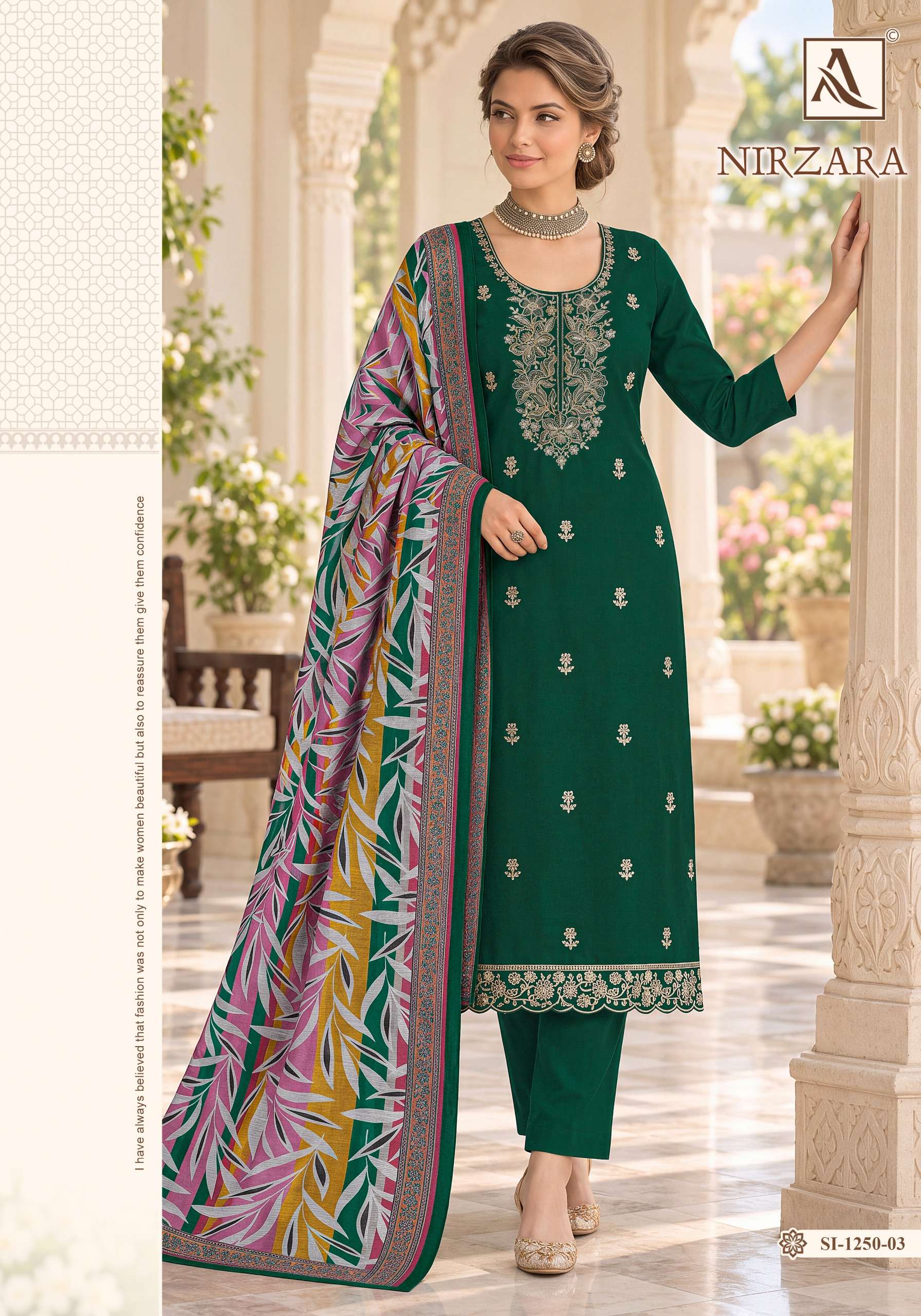 ALOK SUITS NIRZARA JAM COTTON EMBROIDERY DESIGNER WORK SUIT