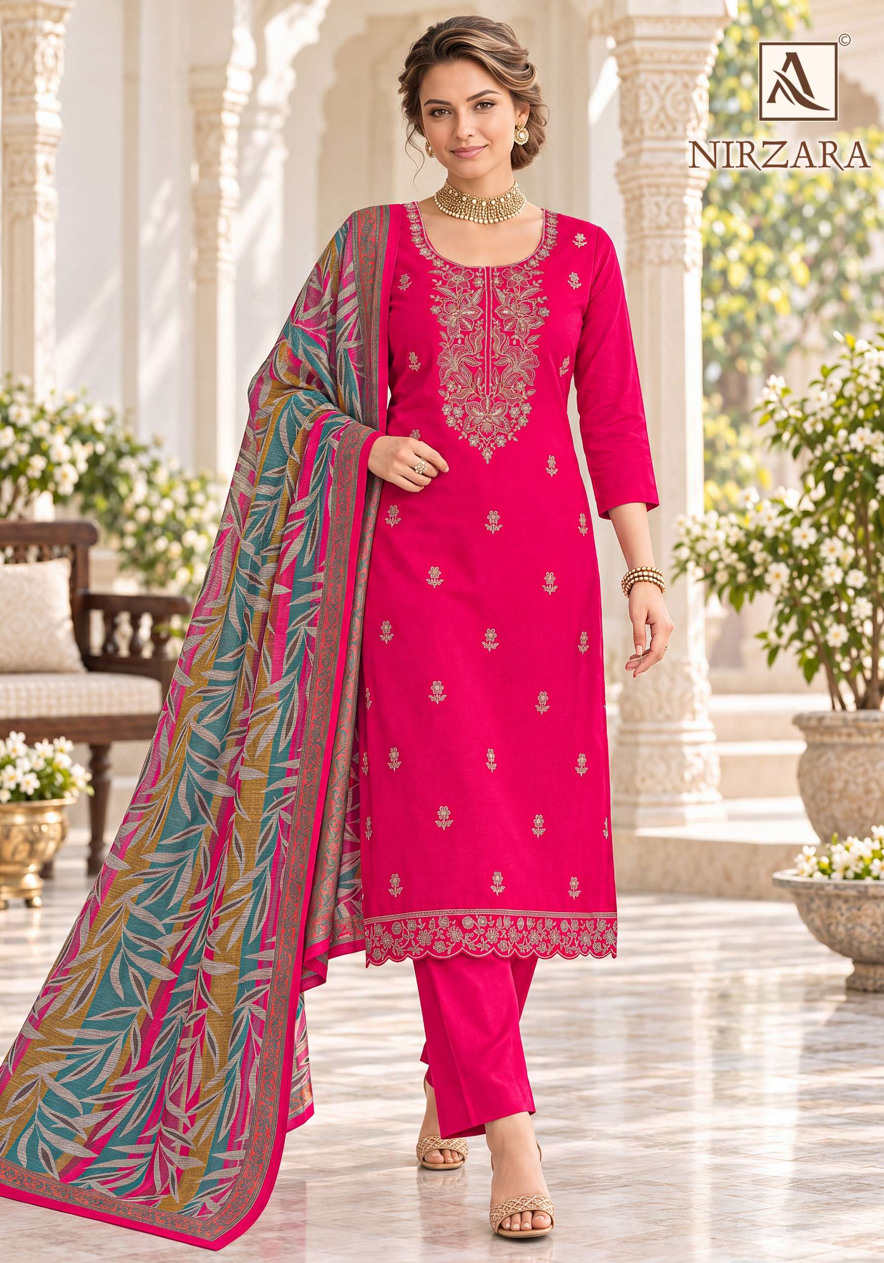 ALOK SUITS NIRZARA JAM COTTON EMBROIDERY DESIGNER WORK SUIT