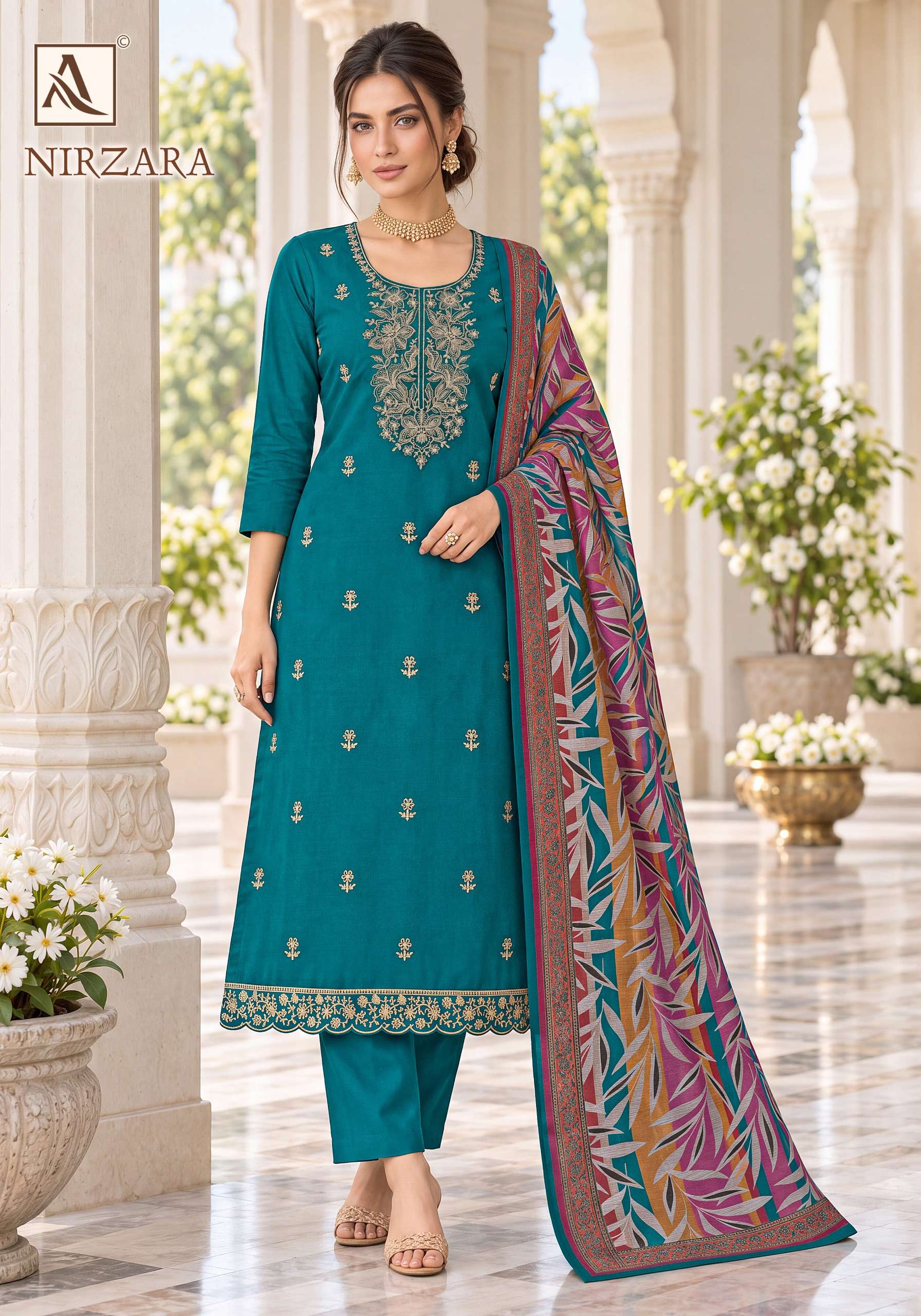 ALOK SUITS NIRZARA JAM COTTON EMBROIDERY DESIGNER WORK SUIT