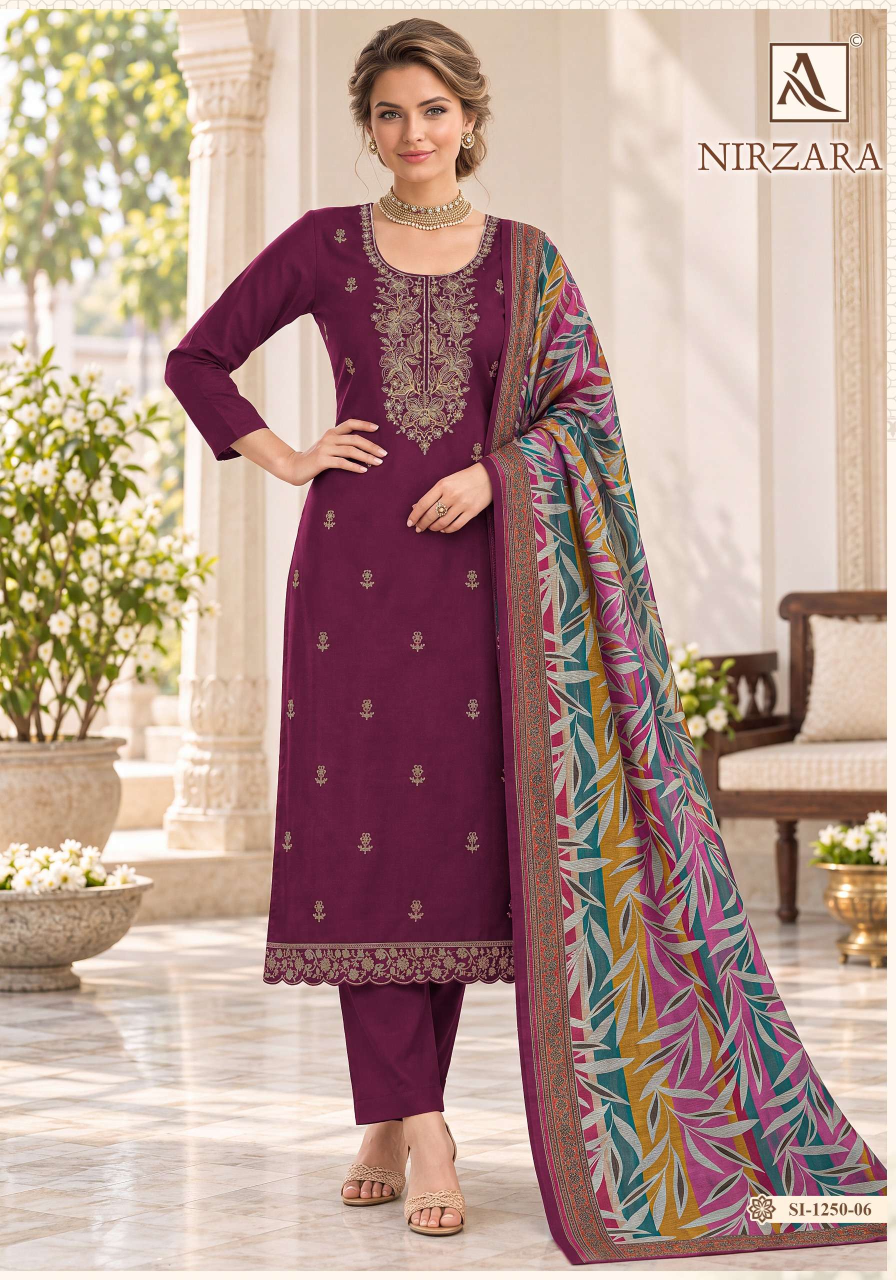 ALOK SUITS NIRZARA JAM COTTON EMBROIDERY DESIGNER WORK SUIT