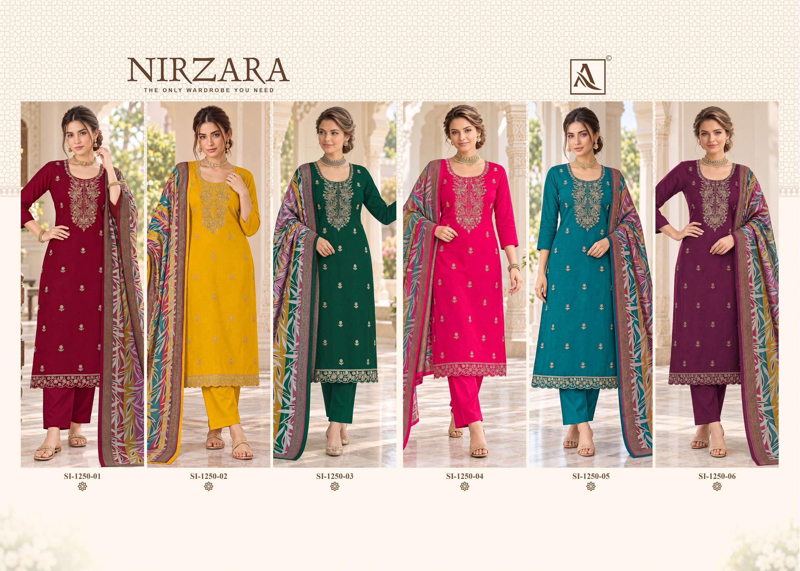 ALOK SUITS NIRZARA JAM COTTON EMBROIDERY DESIGNER WORK SUIT