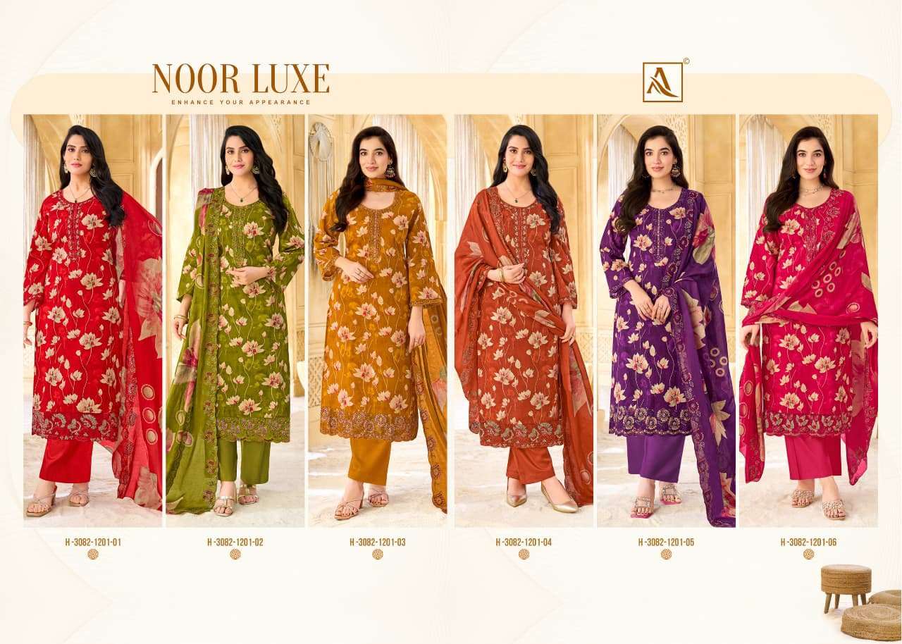 ALOK SUITS NOOR LUXE COTTON FOIL PRINT WITH FANCY EMBROIDERY WORK SUIT