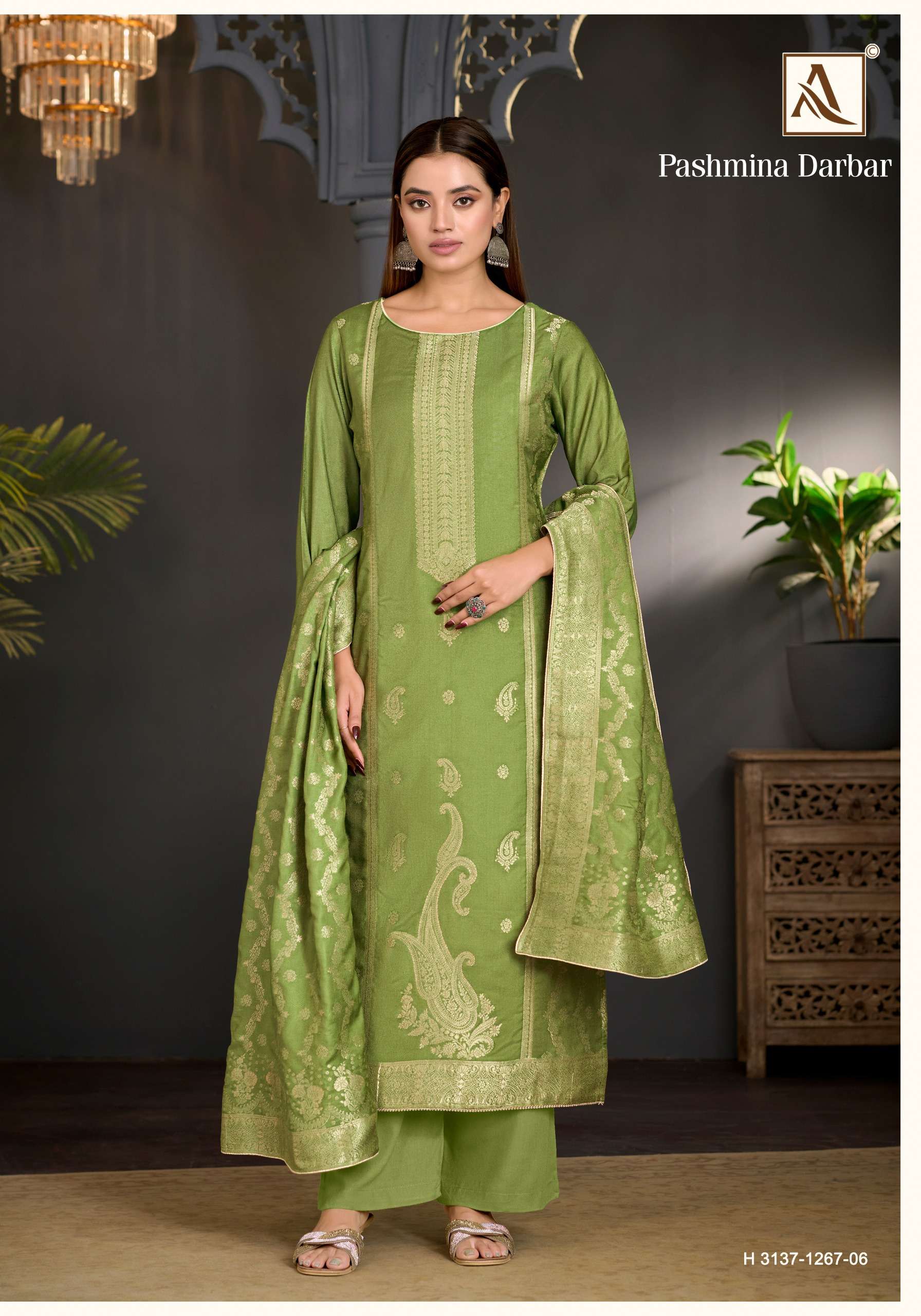 ALOK SUITS PASHMINA DARBAR PASHMINA JACQUARD DESIGNER WORK SUIT 