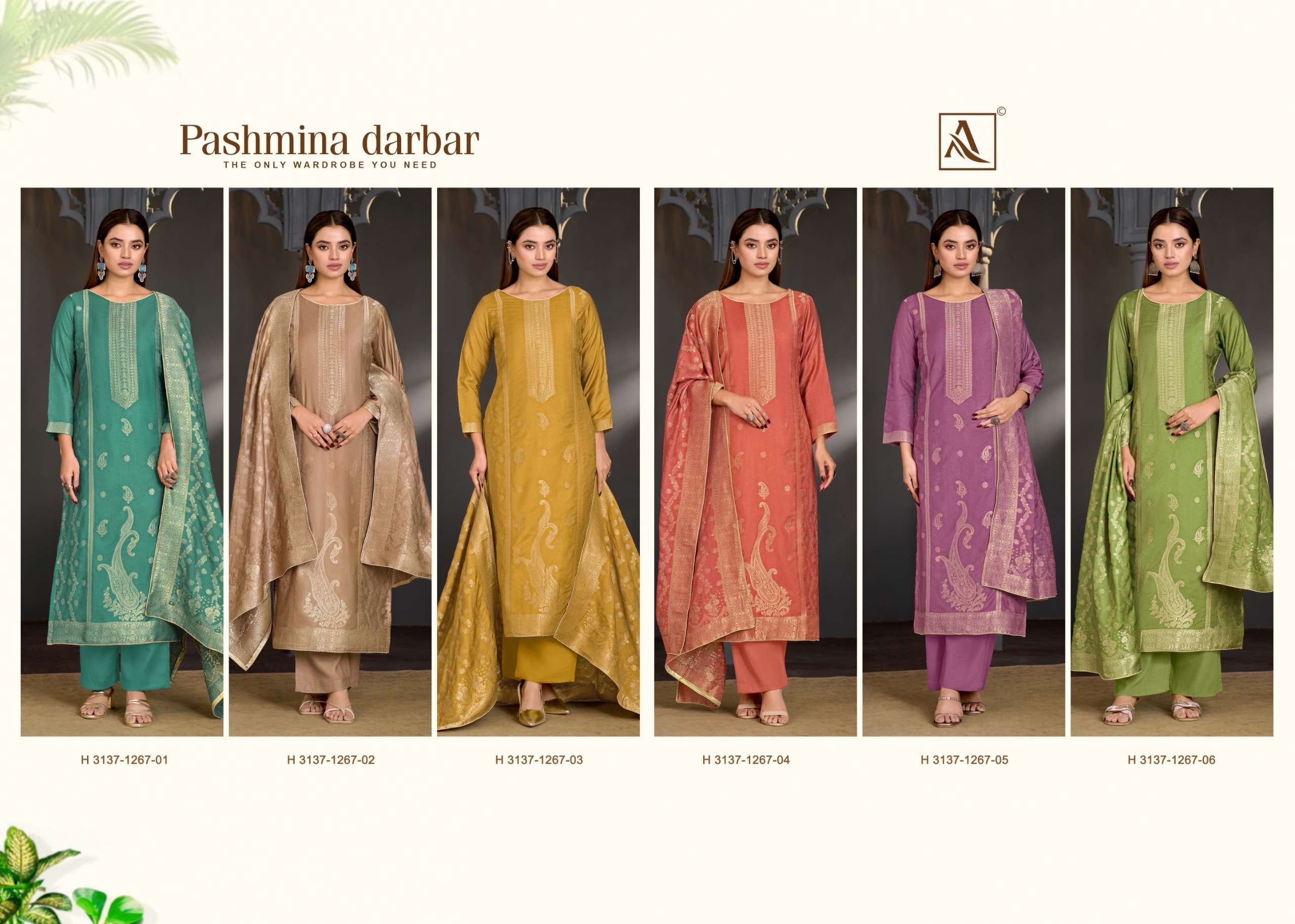 ALOK SUITS PASHMINA DARBAR PASHMINA JACQUARD DESIGNER WORK SUIT 