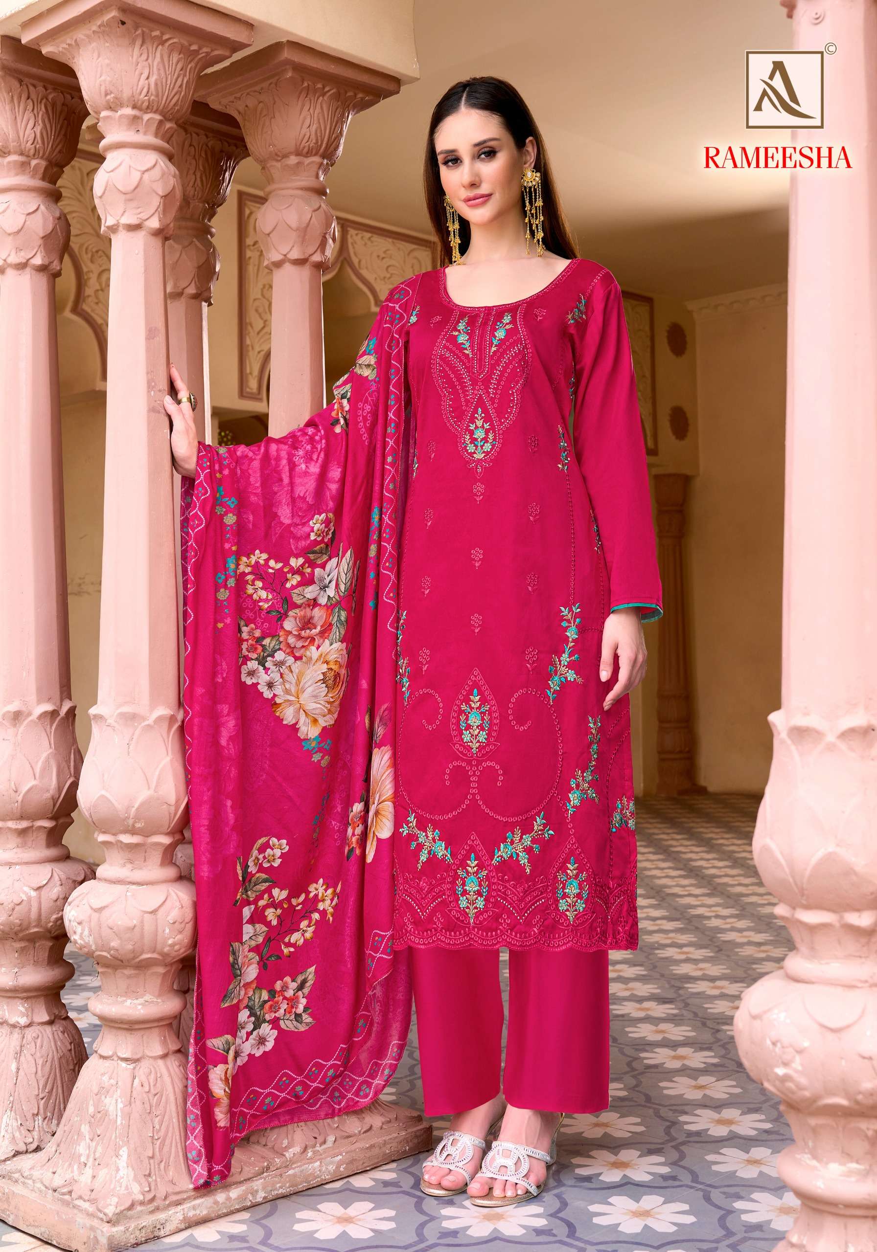 ALOK SUITS RAMEESHA JAM COTTON FANCY EMBROIDERY WORK SUIT
