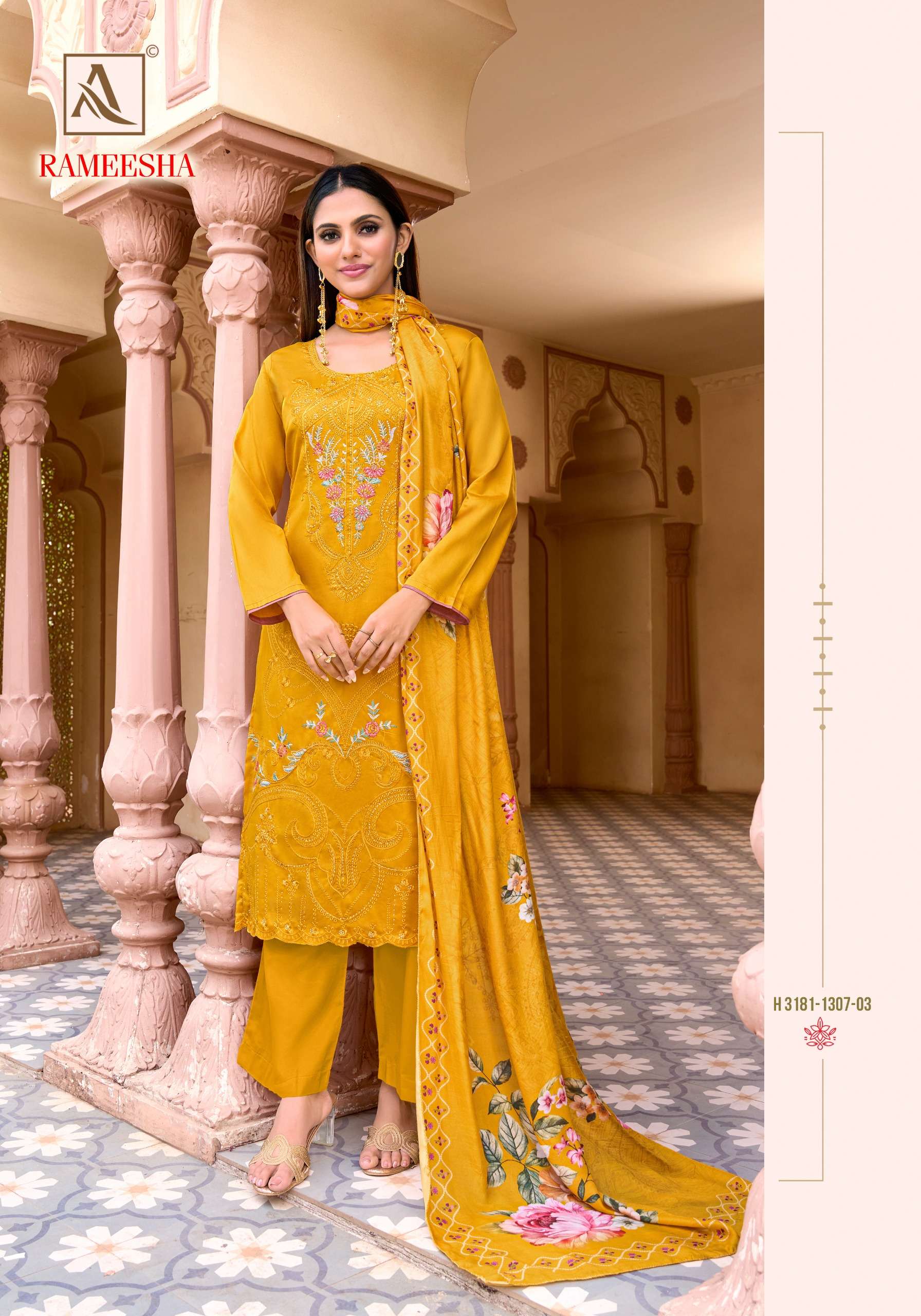 ALOK SUITS RAMEESHA JAM COTTON FANCY EMBROIDERY WORK SUIT