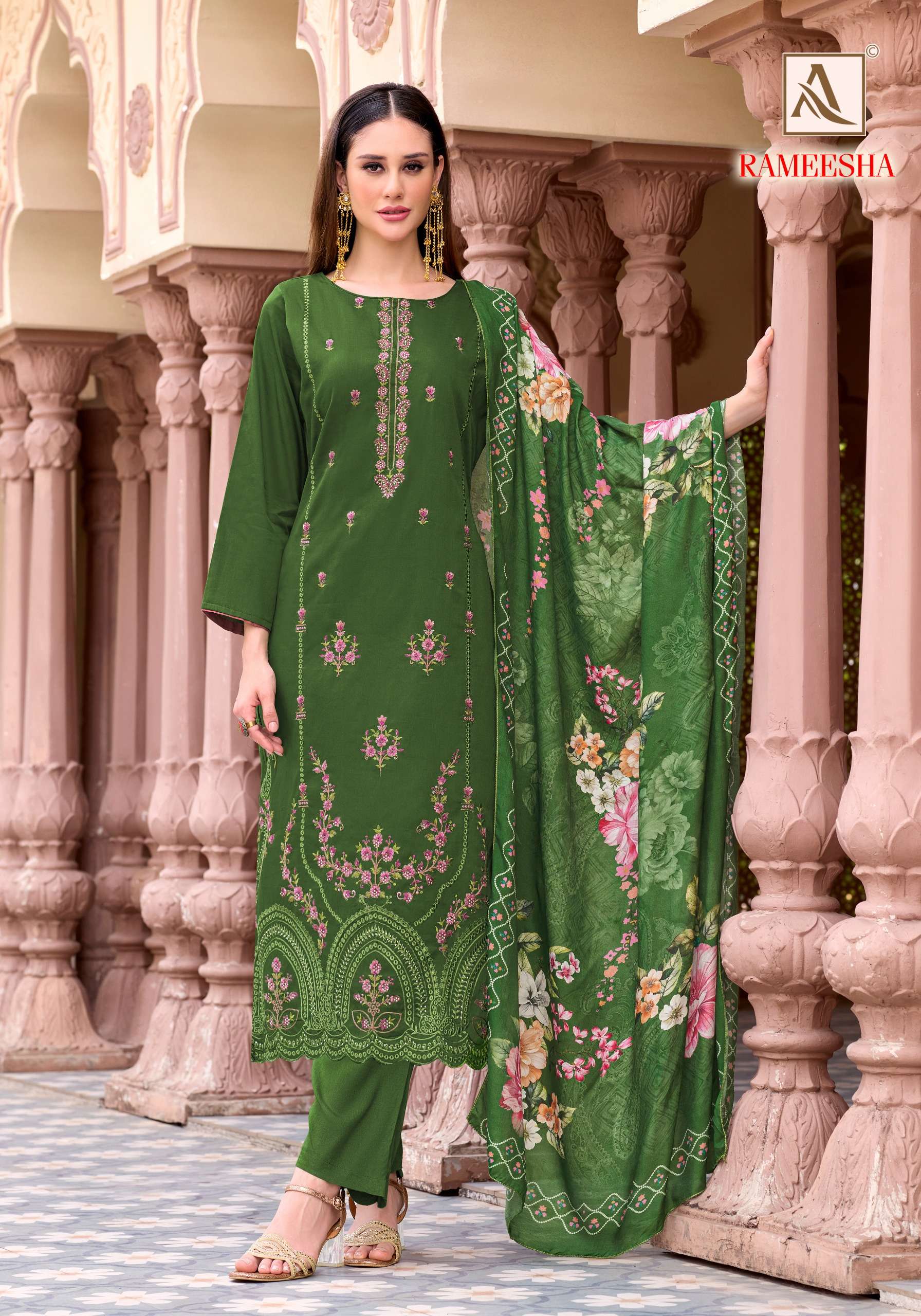 ALOK SUITS RAMEESHA JAM COTTON FANCY EMBROIDERY WORK SUIT