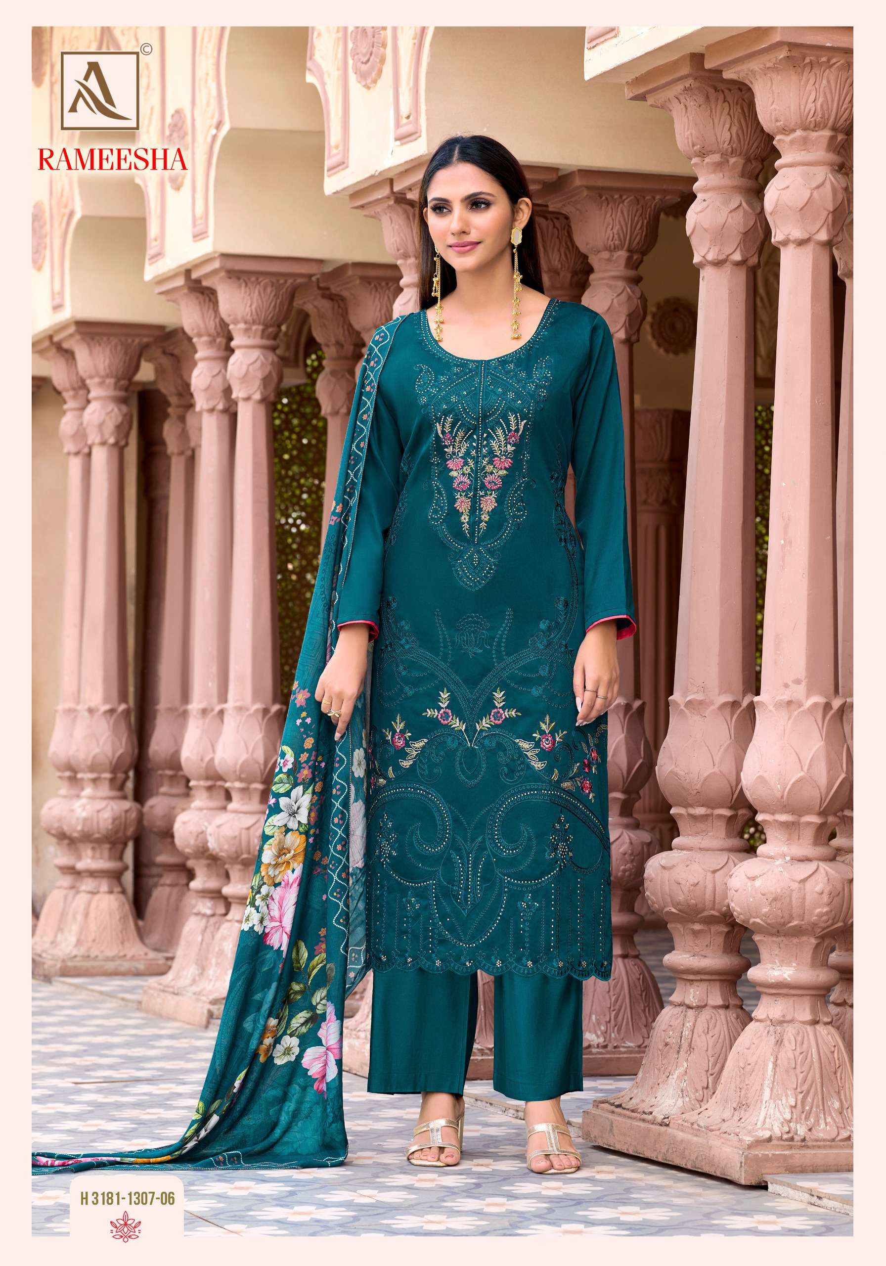 ALOK SUITS RAMEESHA JAM COTTON FANCY EMBROIDERY WORK SUIT