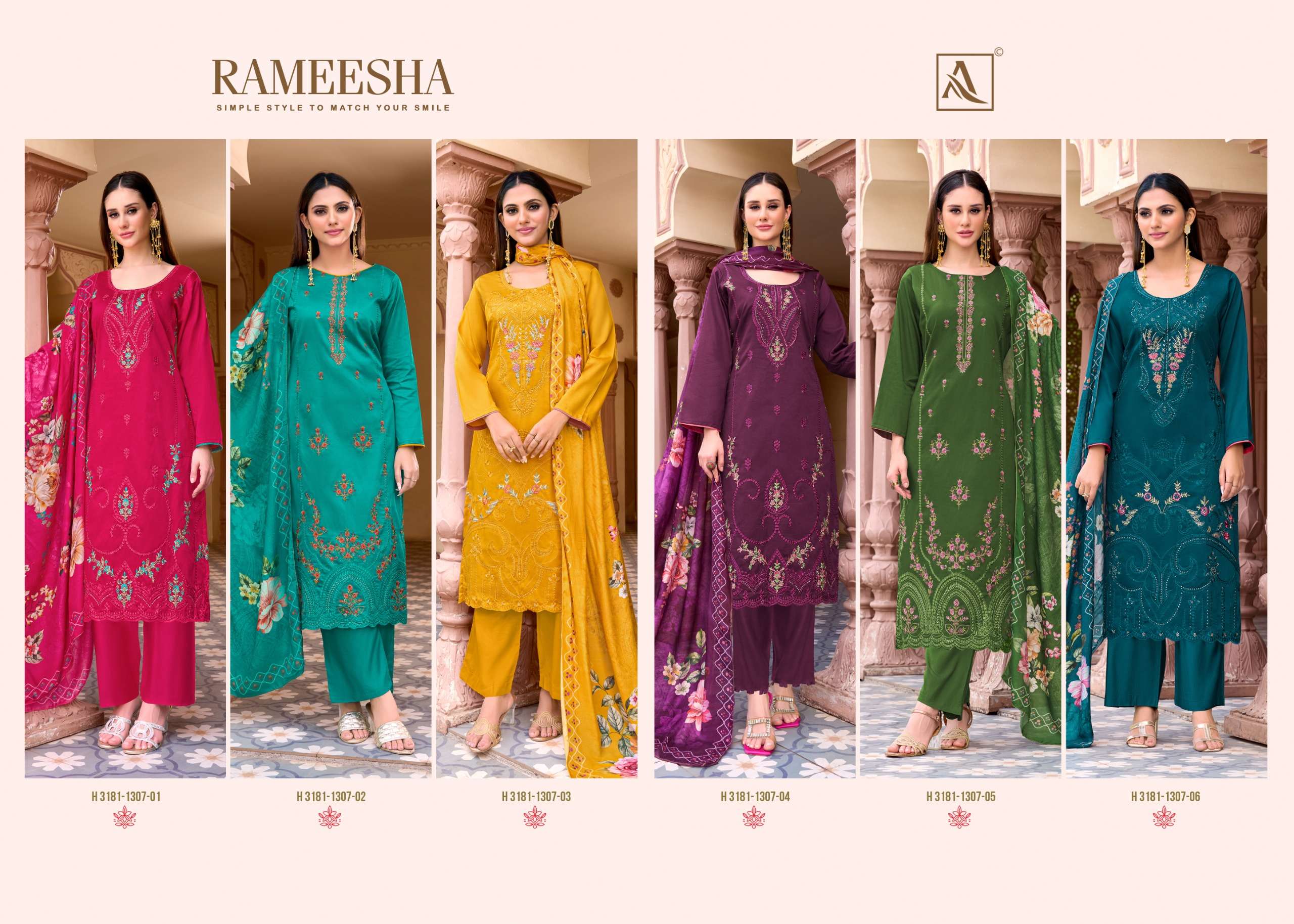 ALOK SUITS RAMEESHA JAM COTTON FANCY EMBROIDERY WORK SUIT