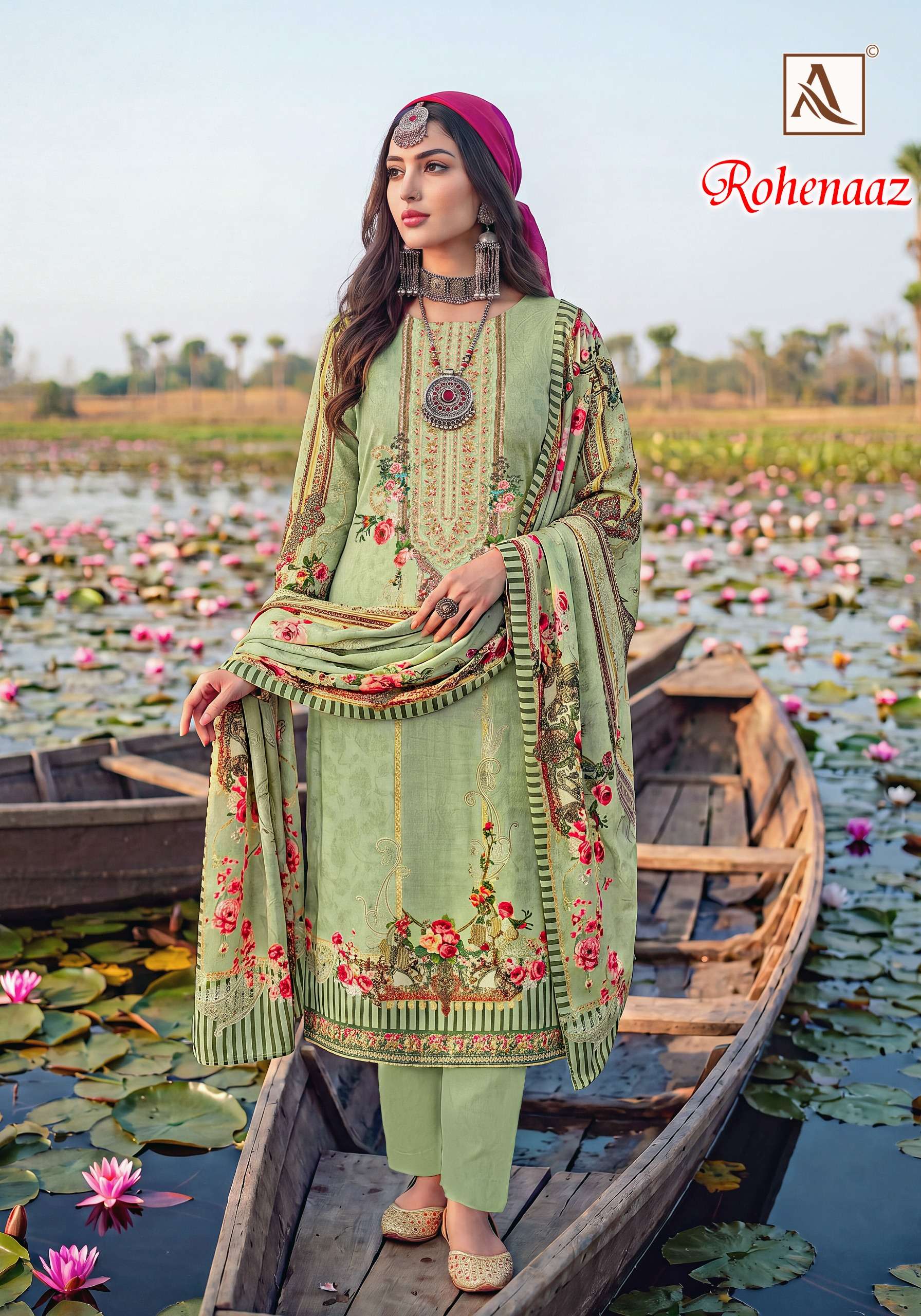ALOK SUITS ROHENAAZ VISCOSE DESIGNER PRINT WITH FANCY EMBROIDERY WORK SUIT
