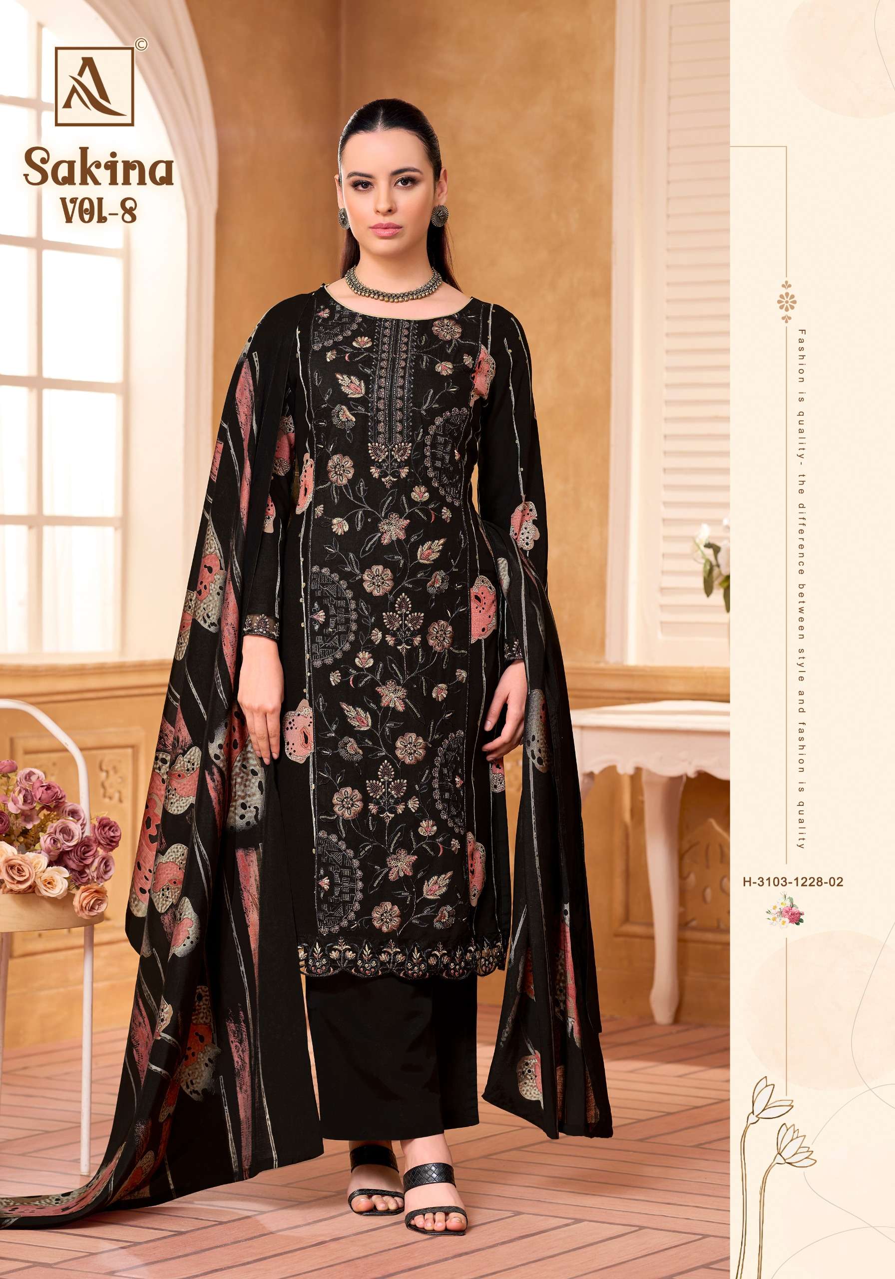 ALOK SUITS SAKINA VOL 8 VISCOSE RAYON FOIL PRINT WITH FANCY WORK SUIT