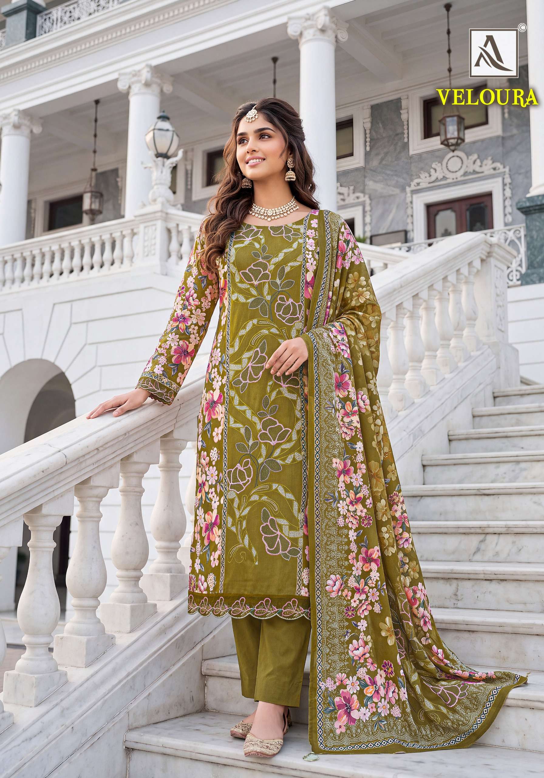 ALOK SUITS VELOURA VISCOSE DIGITAL PRINT WITH FANCY WORKS SUIT 