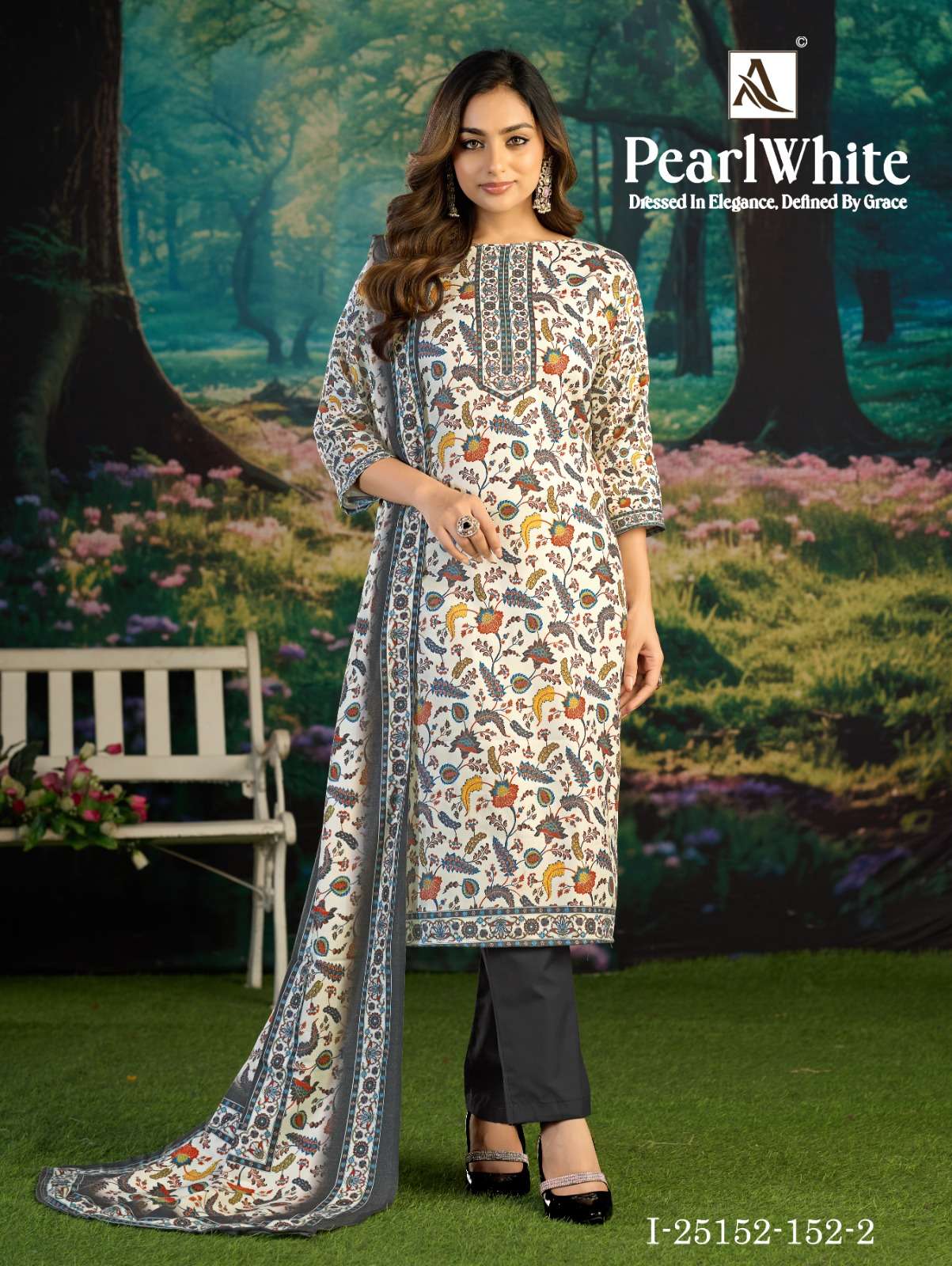 ALOK SUITS WHITE PEARL PASHMINA DIGITAL PRINT WITH FANCY WORK SUIT 