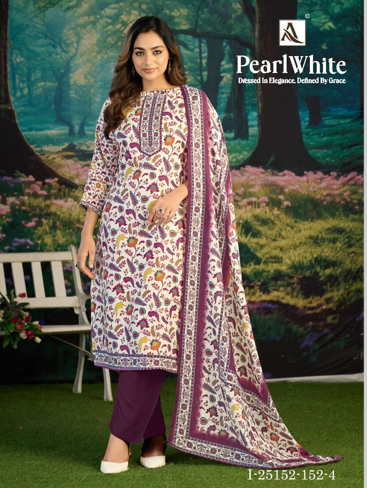 ALOK SUITS WHITE PEARL PASHMINA DIGITAL PRINT WITH FANCY WORK SUIT 