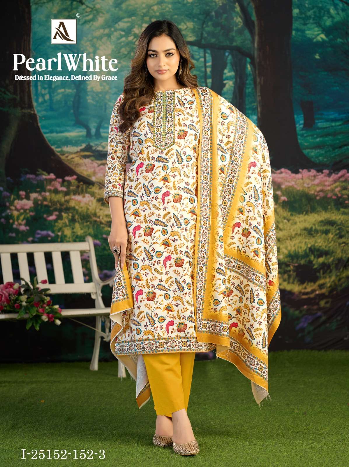ALOK SUITS WHITE PEARL PASHMINA DIGITAL PRINT WITH FANCY WORK SUIT 