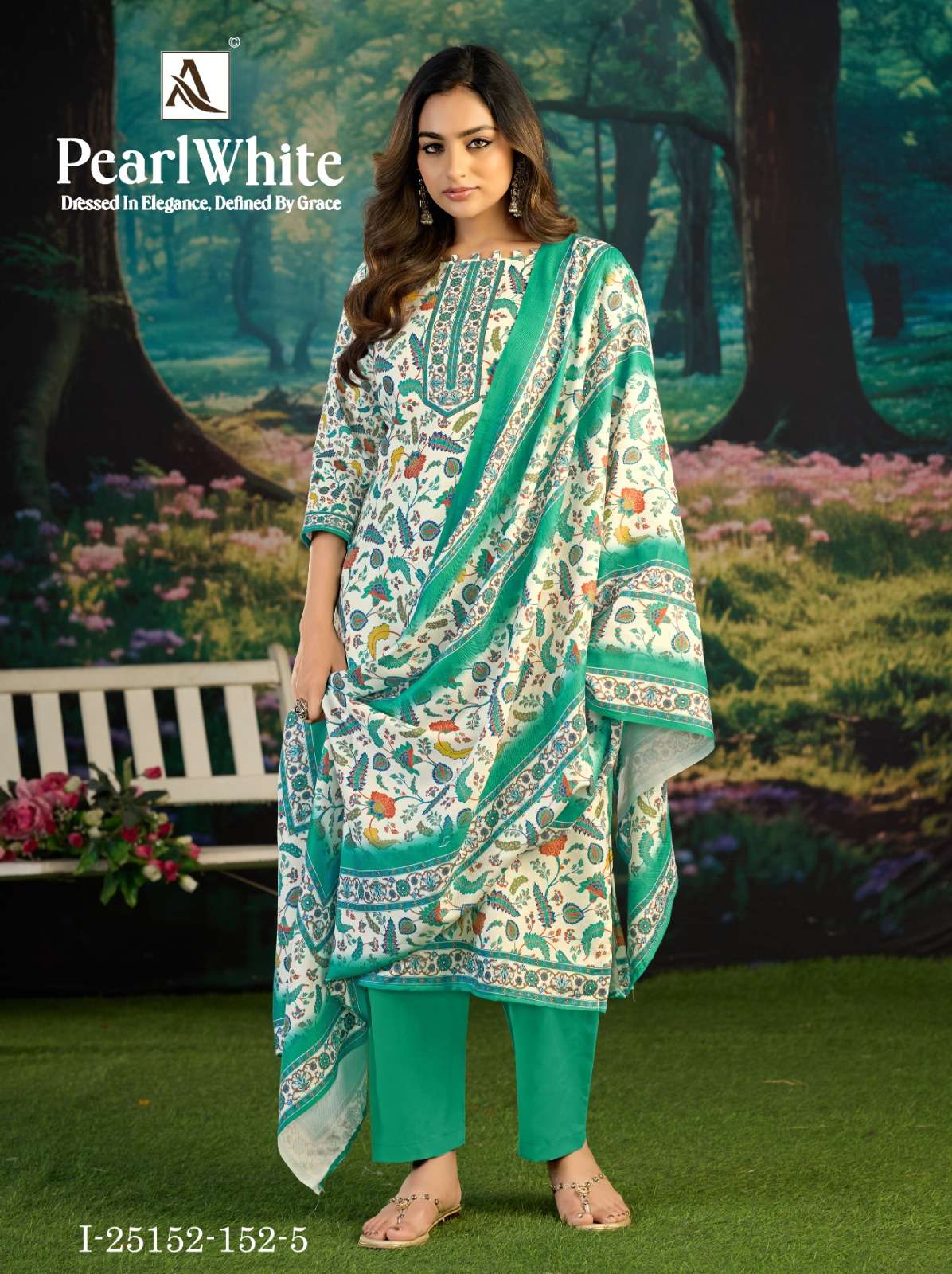 ALOK SUITS WHITE PEARL PASHMINA DIGITAL PRINT WITH FANCY WORK SUIT 