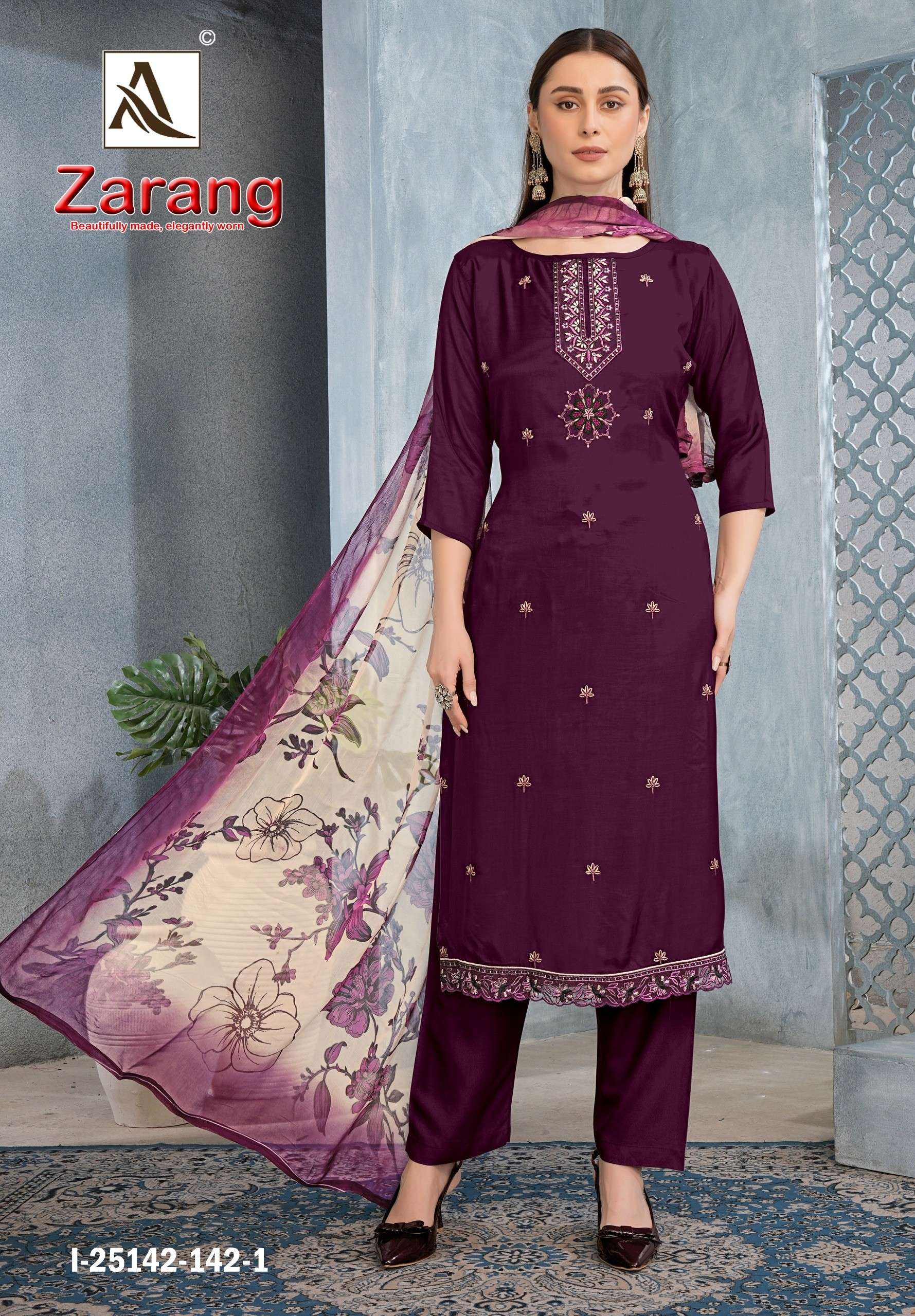 ALOK SUITS ZARANG VISCOSE DIGITAL PRINT WITH EMBRODERY WORK SUIT