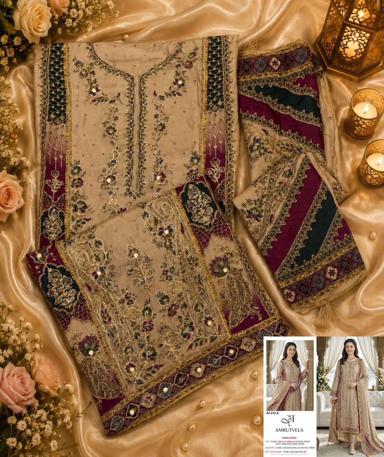 AMRUTVELA AT 212 HIT DESIGN VISCOSE DIGITAL PRINT WITH DESIGNER WORK SUIT