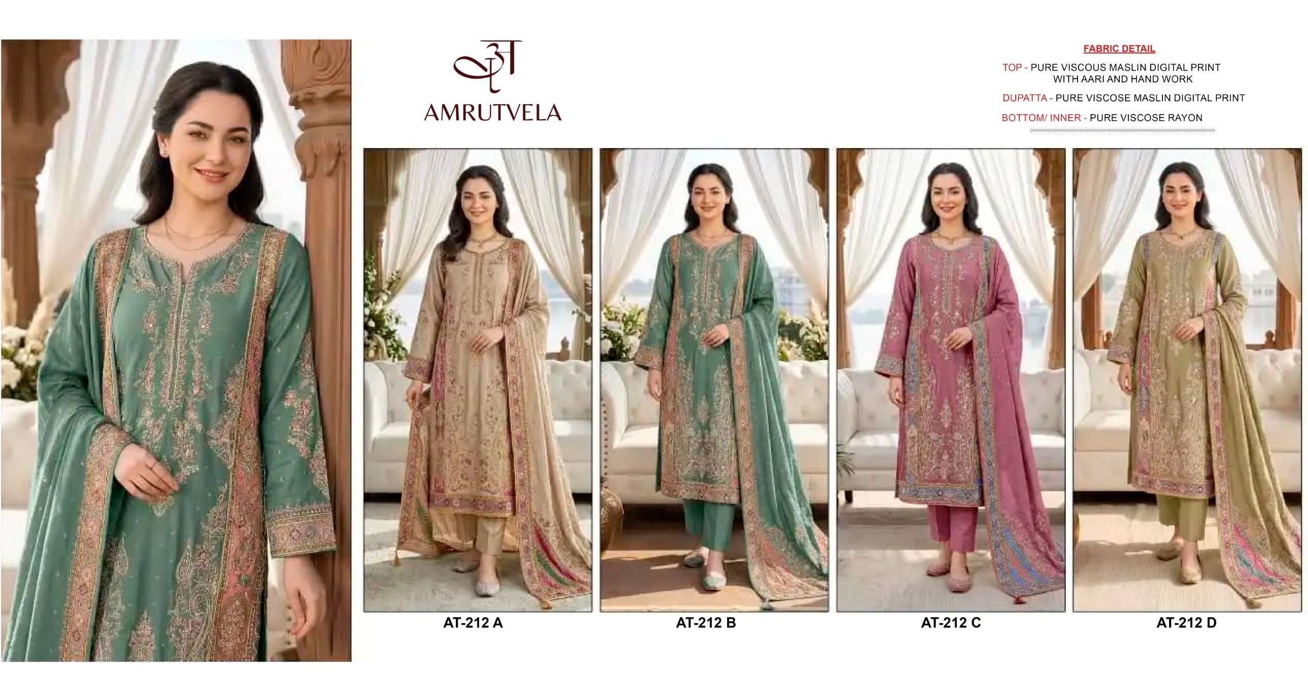 AMRUTVELA AT 212 HIT DESIGN VISCOSE DIGITAL PRINT WITH DESIGNER WORK SUIT