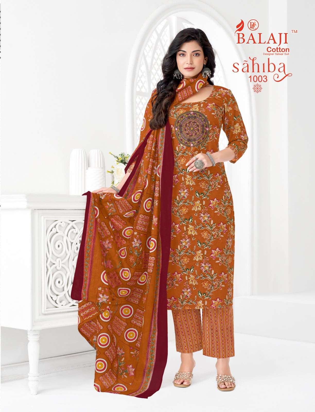 BALAJI COTTON SAHIBA VOL 1 COTTON PRINT WITH FANCY WORK LADIES STITCHED SUIT
