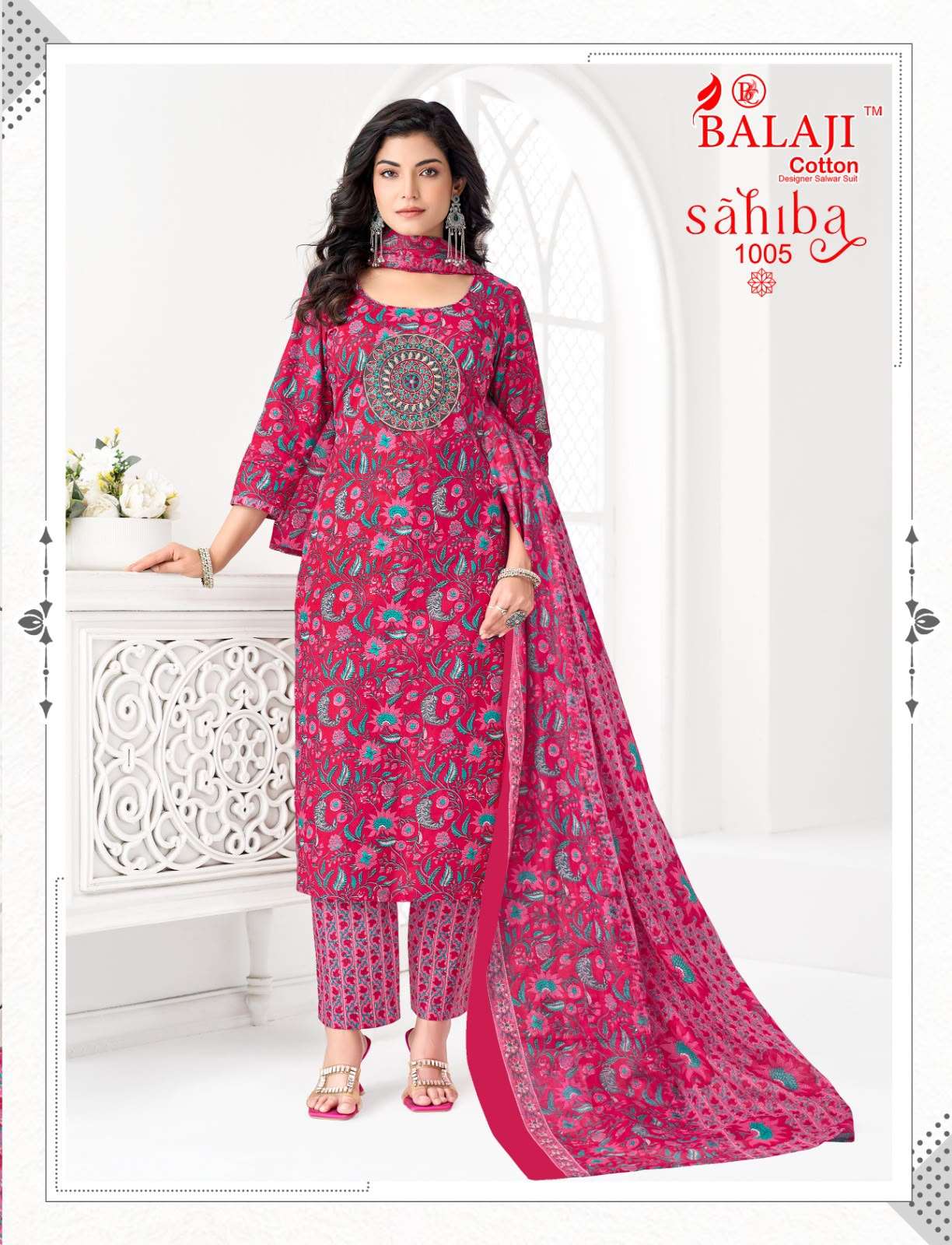 BALAJI COTTON SAHIBA VOL 1 COTTON PRINT WITH FANCY WORK LADIES STITCHED SUIT