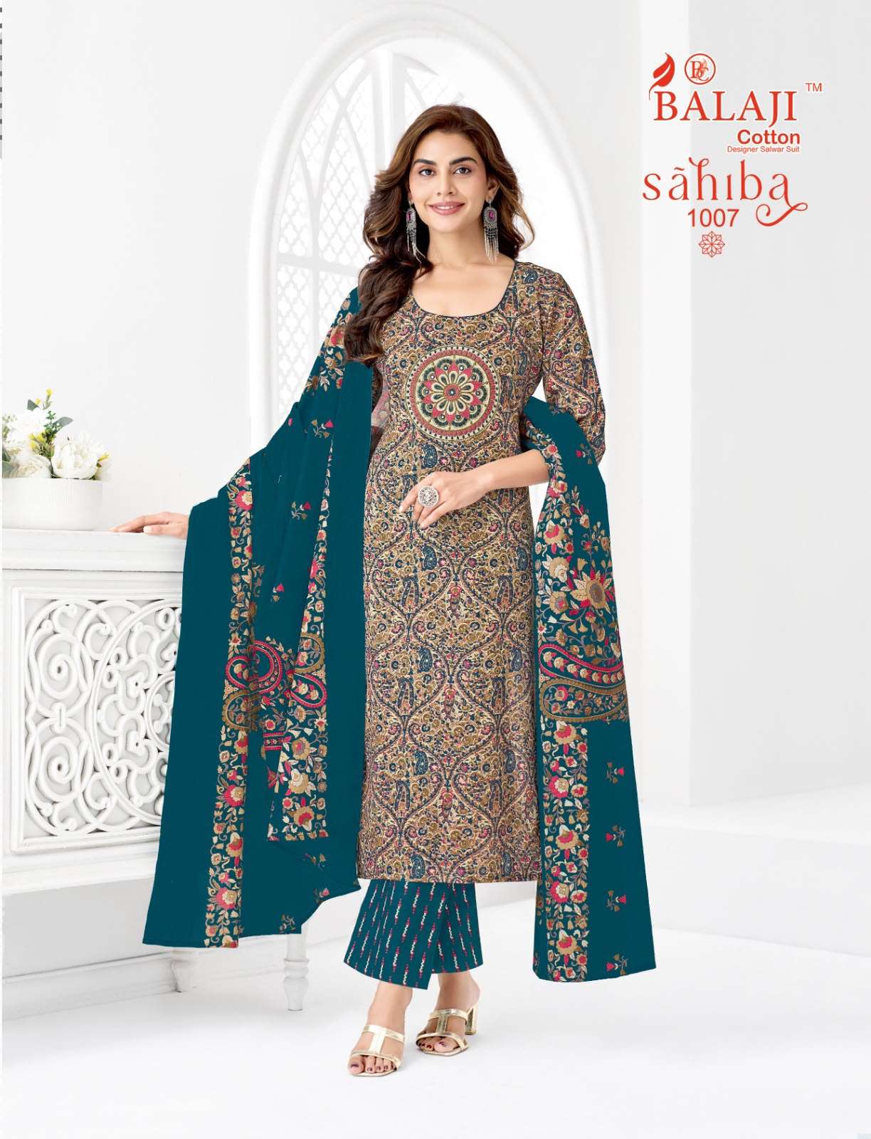 BALAJI COTTON SAHIBA VOL 1 COTTON PRINT WITH FANCY WORK LADIES STITCHED SUIT