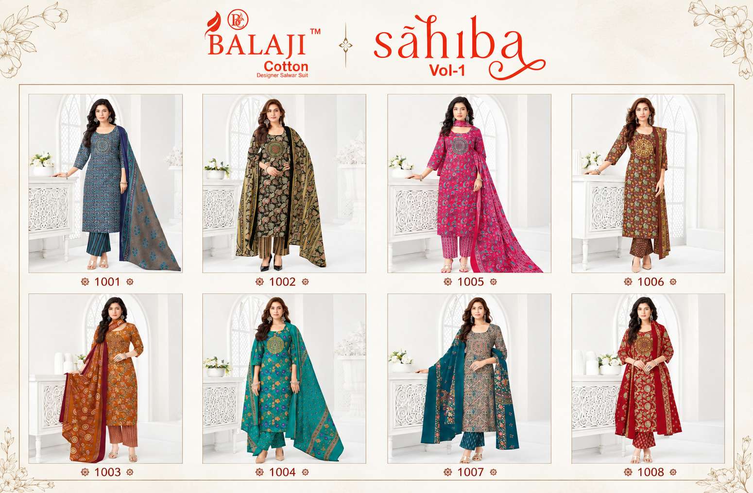 BALAJI COTTON SAHIBA VOL 1 COTTON PRINT WITH FANCY WORK LADIES STITCHED SUIT